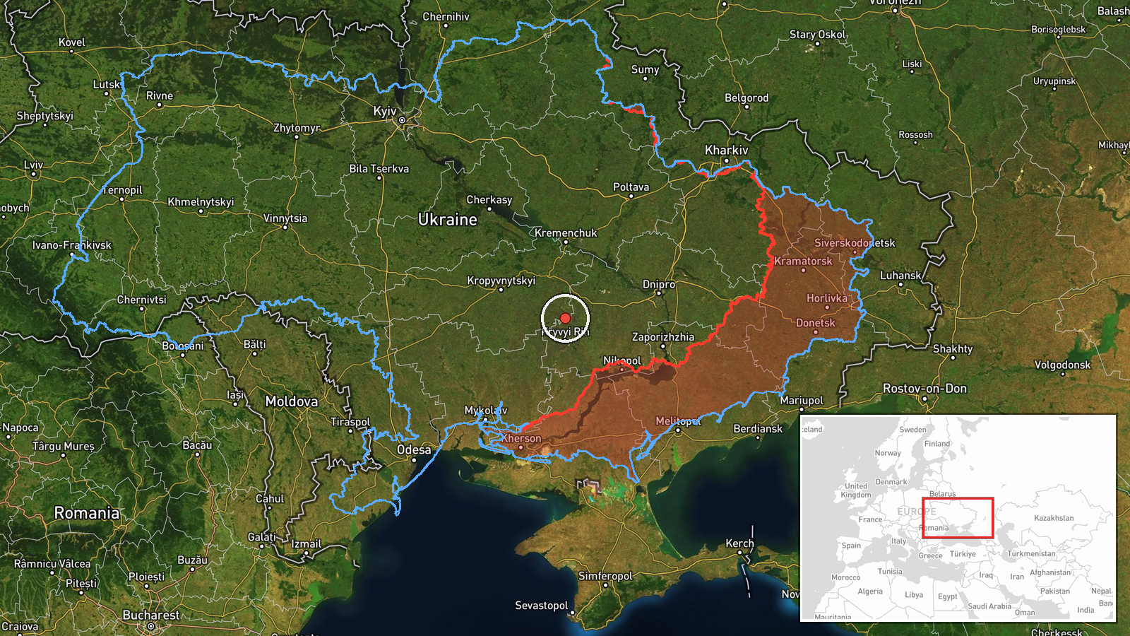 north of Kryvyi Rih, Ukraine — Drone Transit location map