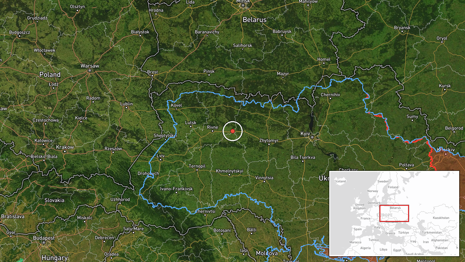 eastern Rivne Oblast, Ukraine — Drone Transit location map
