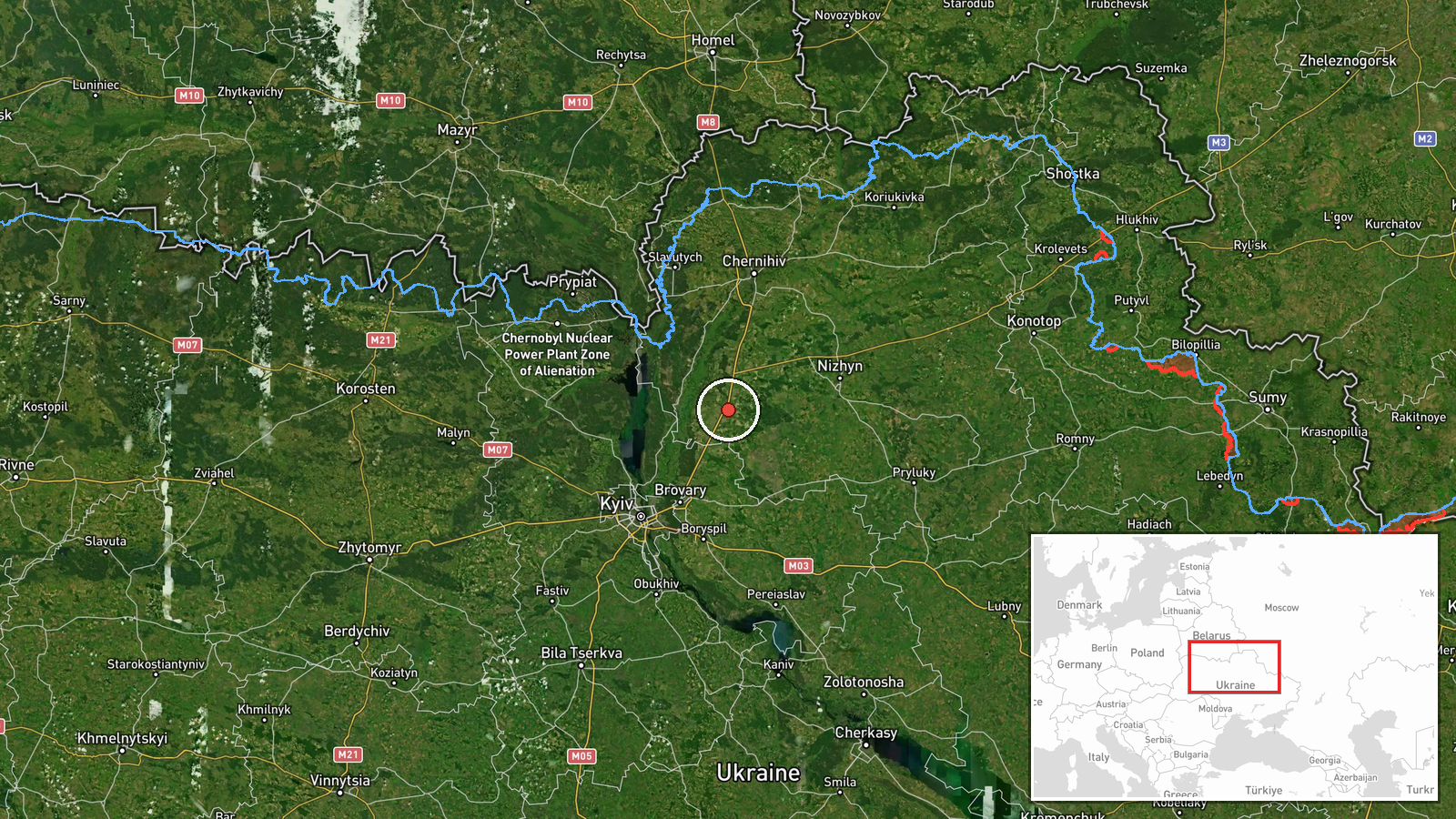 Kozelets, Ukraine — Cruise Missile location map