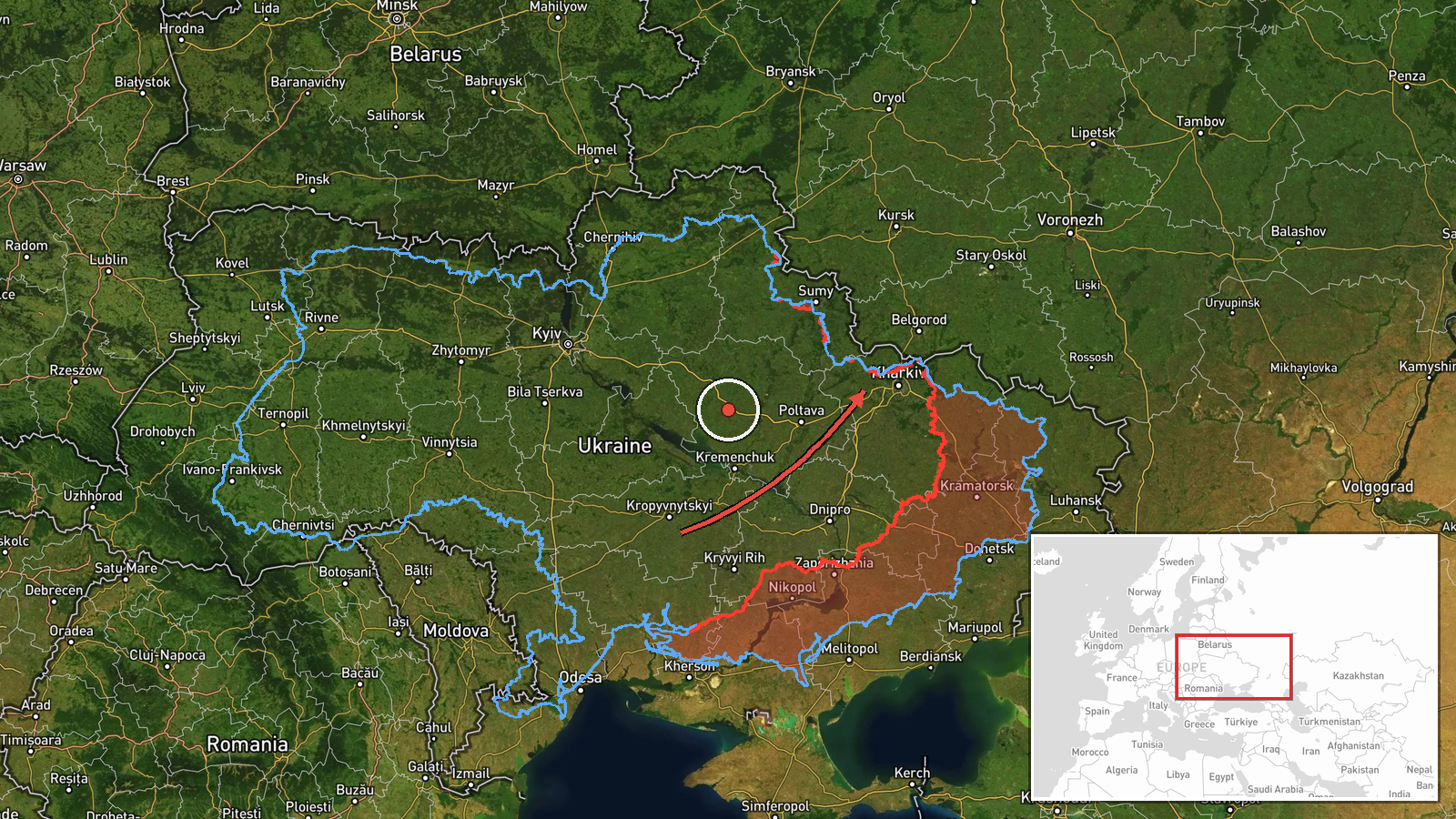 western Chernihiv Oblast, Ukraine — Drone Transit location map