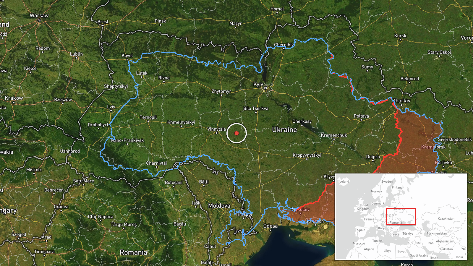 eastern Vinnytsia Oblast, Ukraine — Drone Transit location map