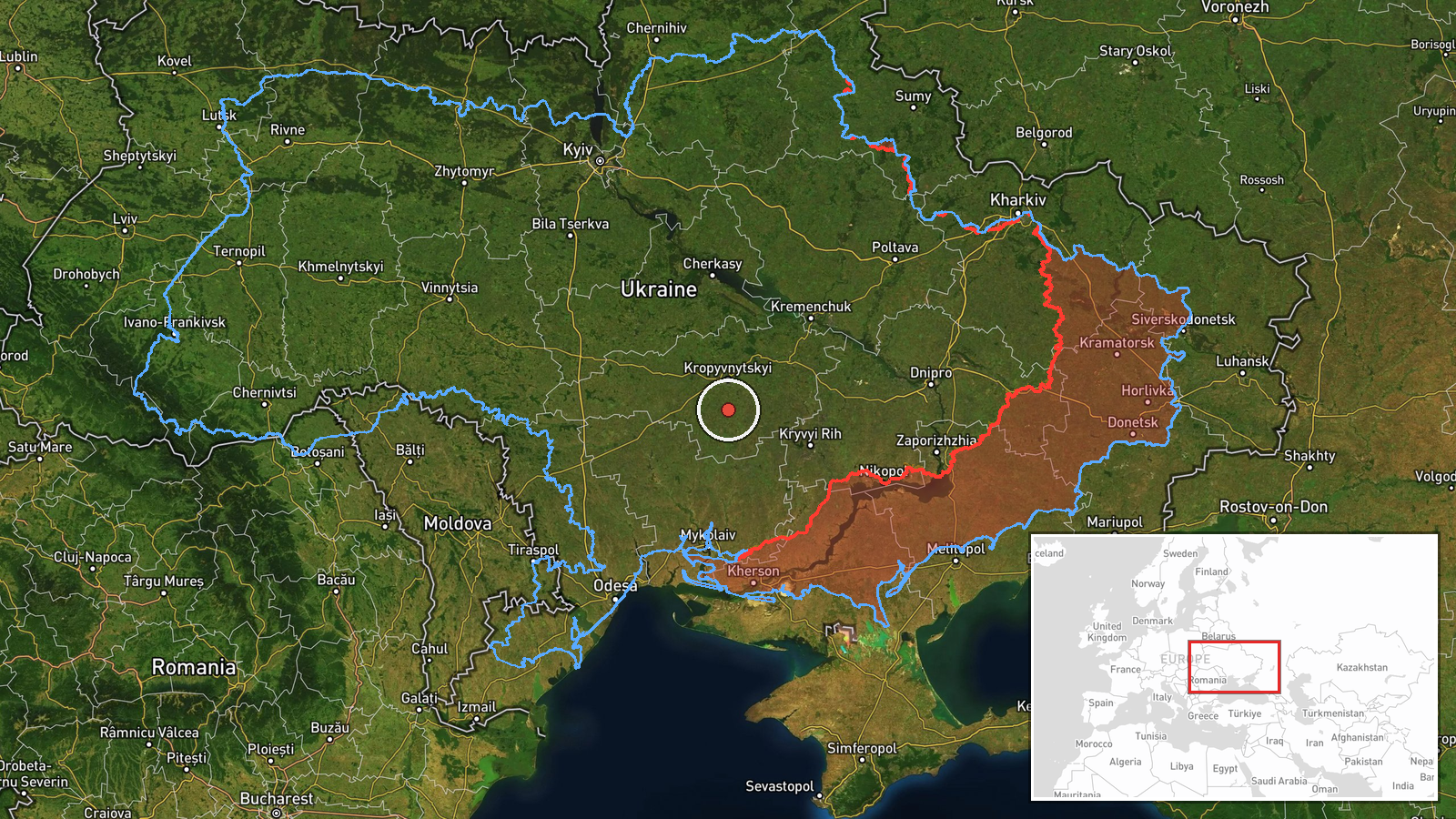 south of Kropyvnytskyi, Ukraine — Drone Transit location map