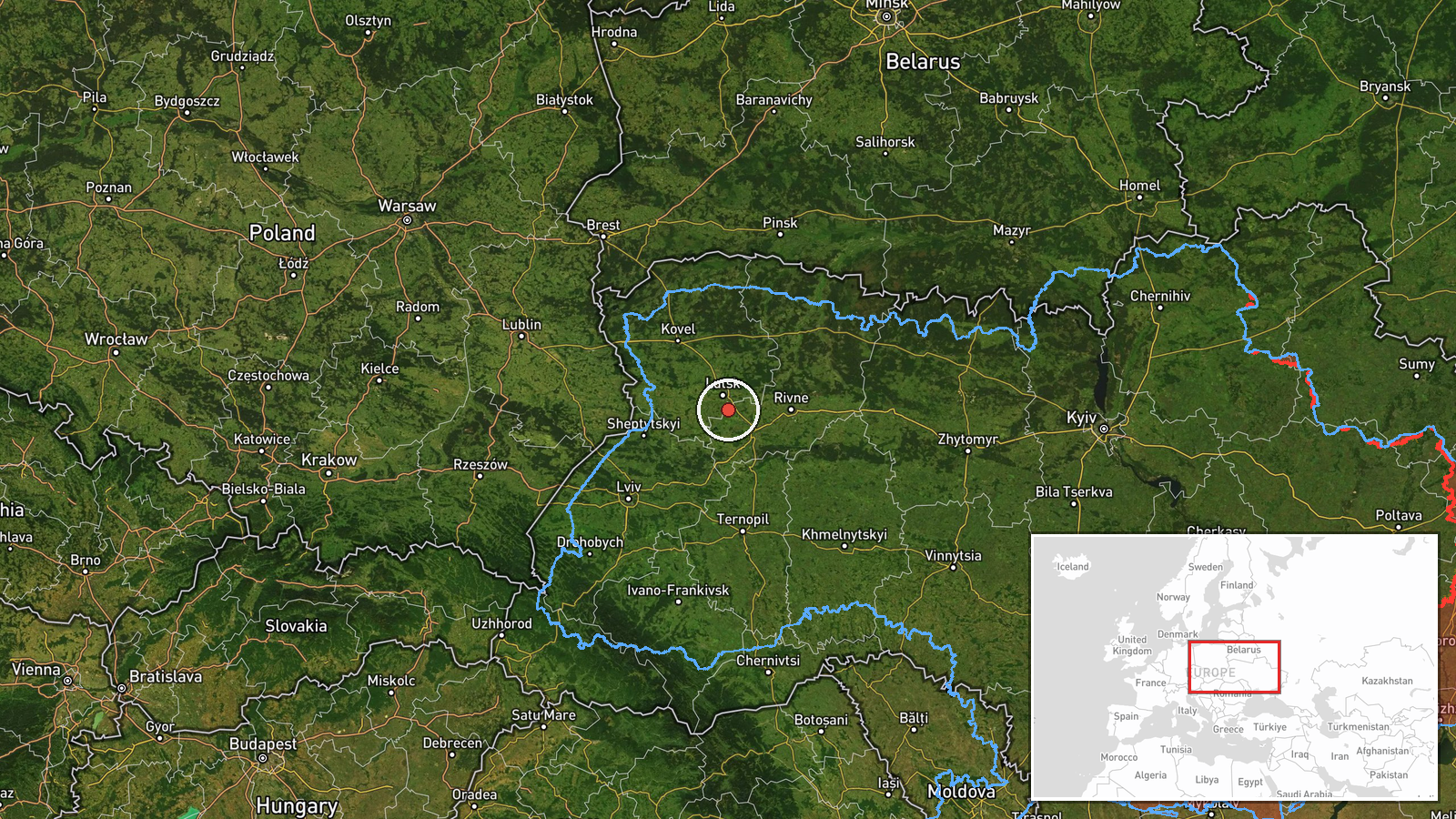 western Rivne Oblast, Ukraine — Drone Transit location map