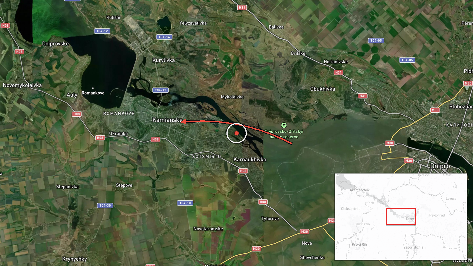 Kamyanske, Ukraine — Drone Transit location map