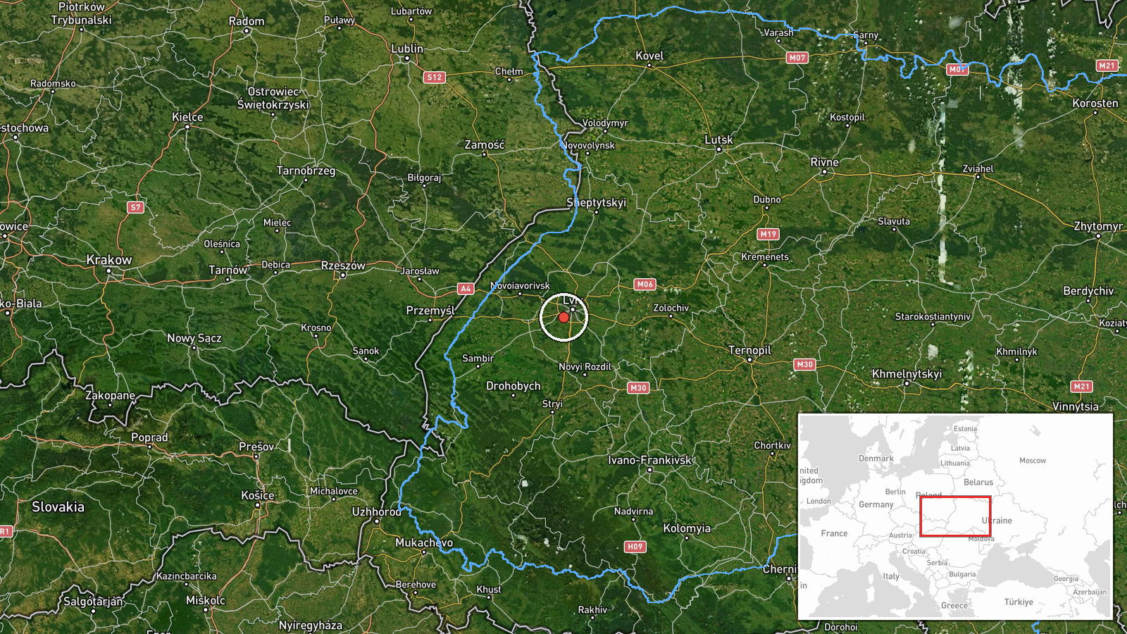Sknyliv, Ukraine — Drone Transit location map