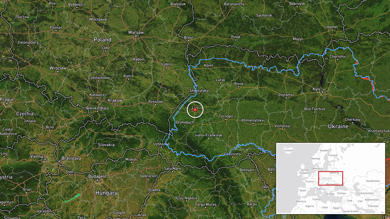 Northern outskirts of Lviv, Lviv Oblast, Ukraine — Drone Transit location map