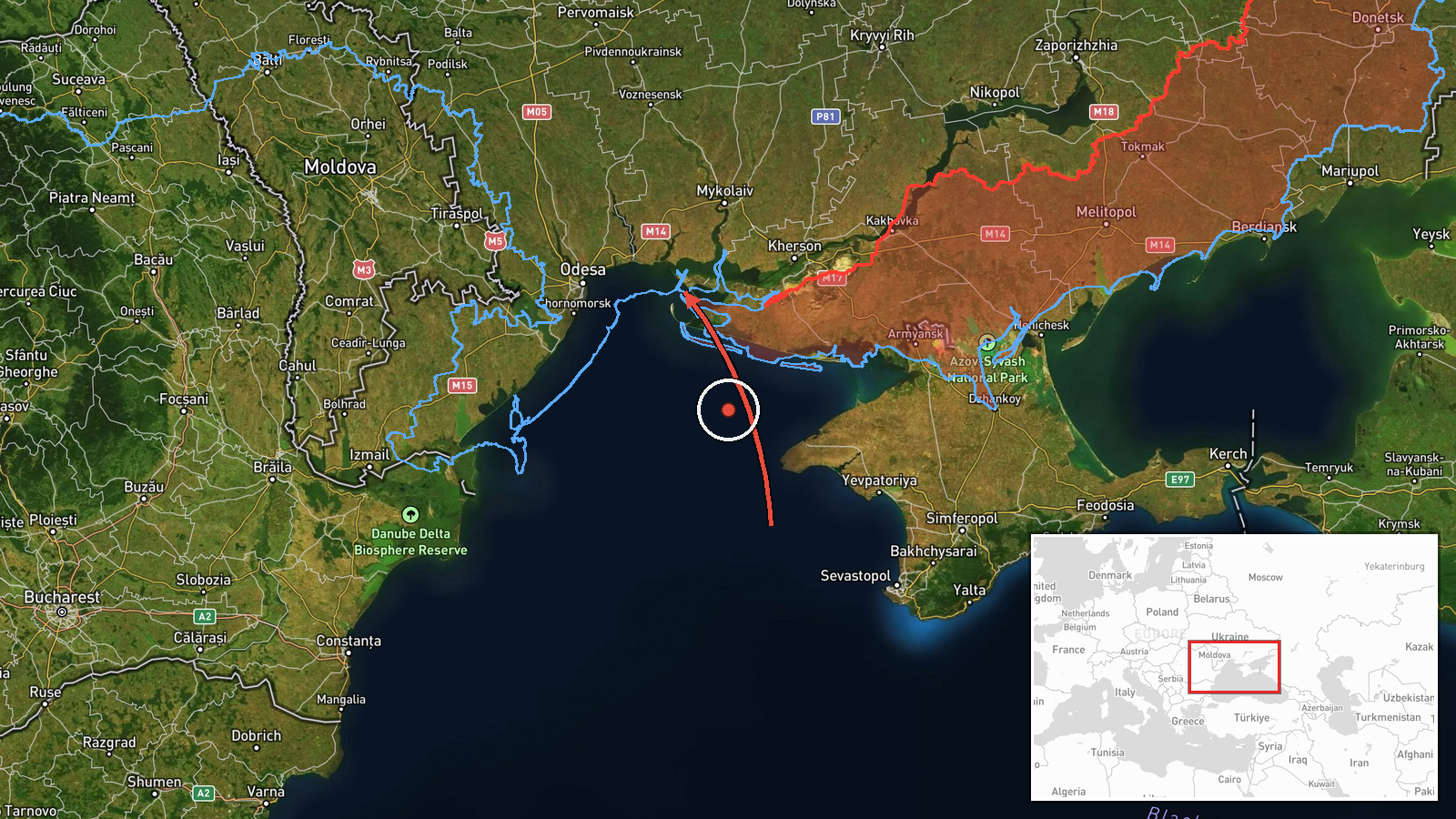 Ochakiv, Ukraine — Drone Transit location map