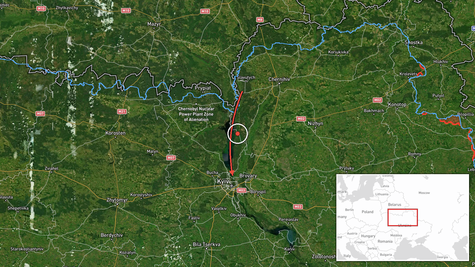 Kyiv Oblast, Ukraine — Drone Transit location map