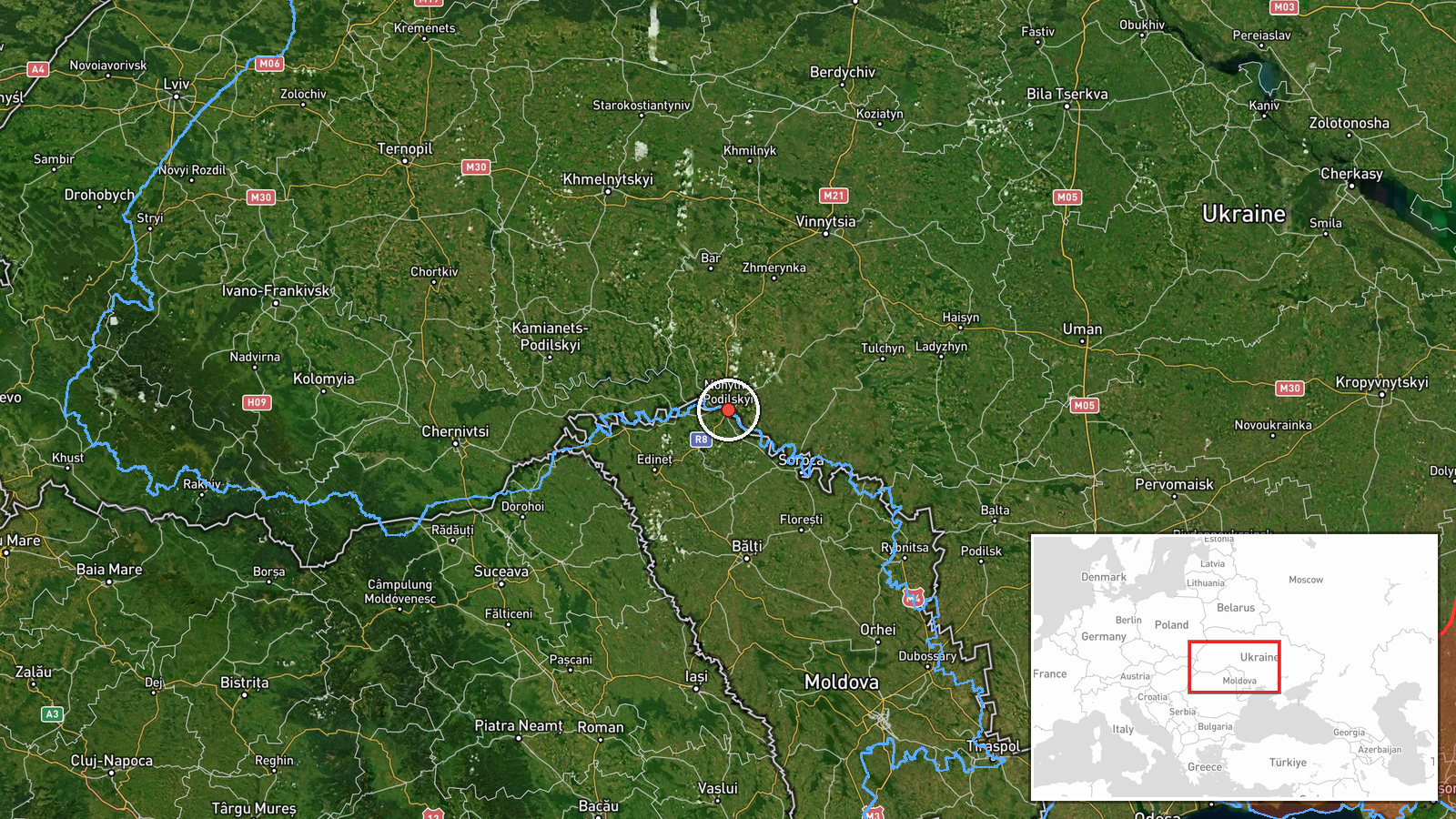 Mohyliv-Podilskyy, Ukraine — Drone Transit location map