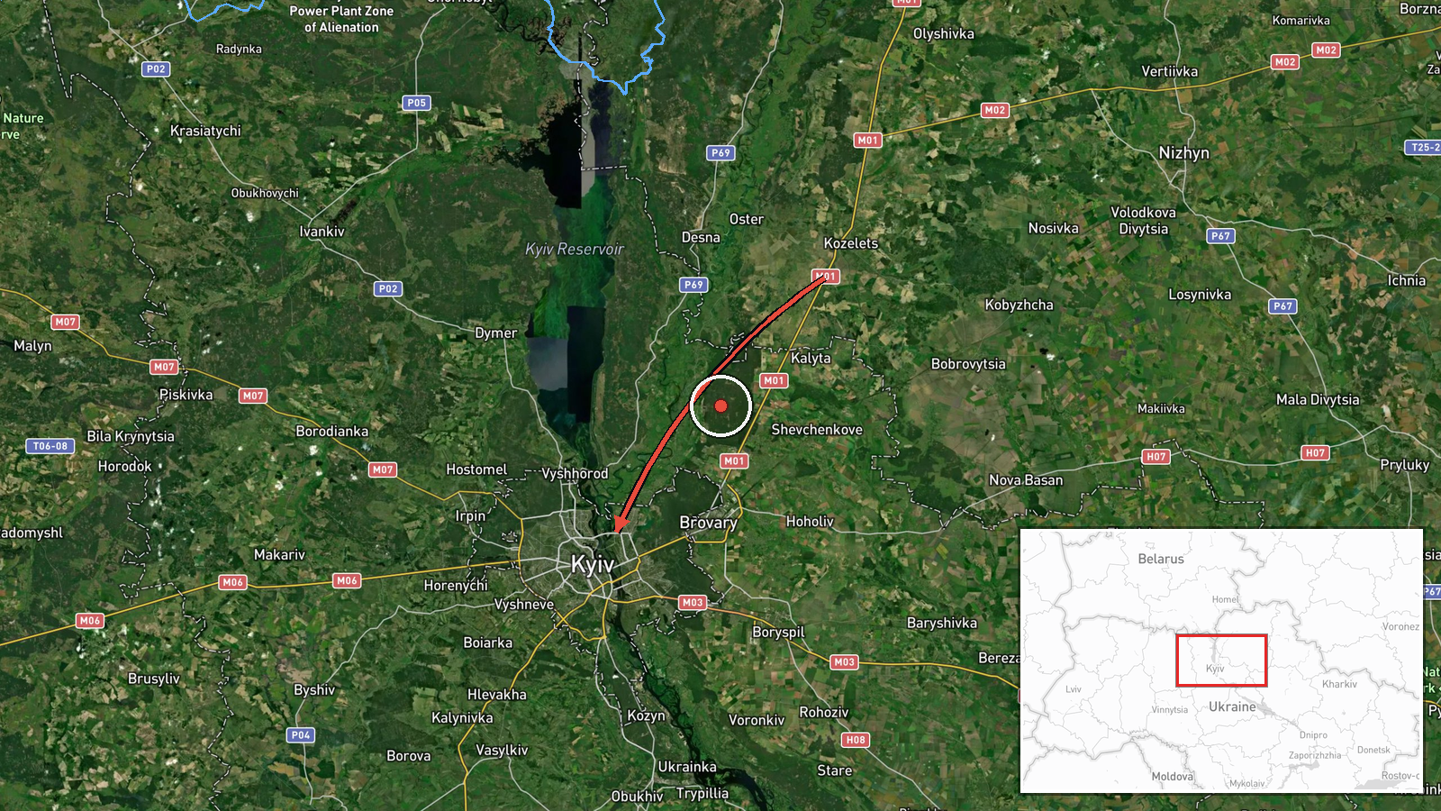 Kyiv Oblast, Ukraine — Drone Transit location map