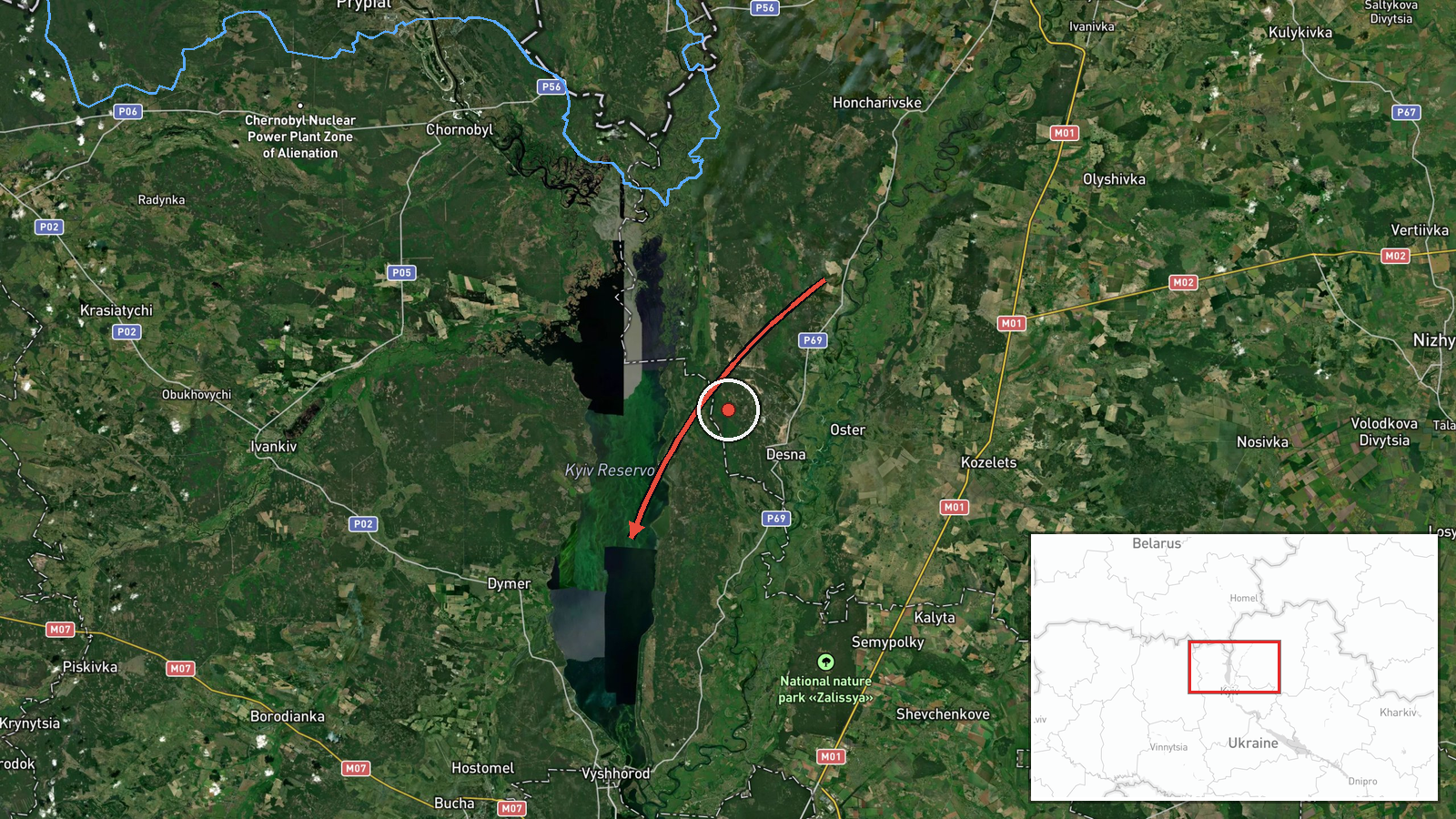 Kyiv Reservoir, Ukraine — Drone Transit location map