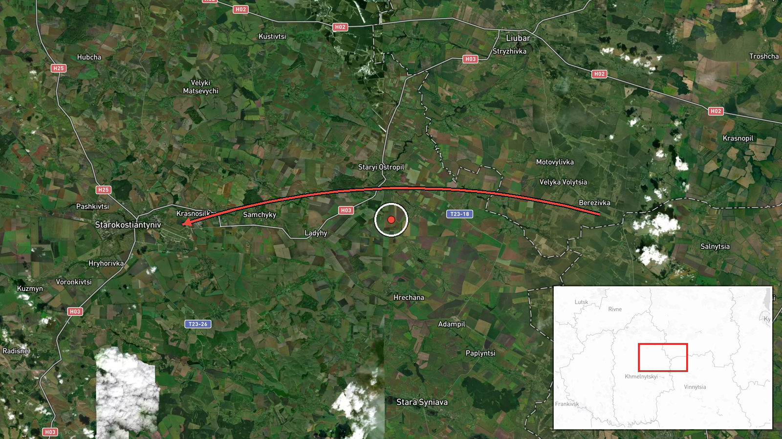Starokostyantyniv, Ukraine — Drone Transit location map