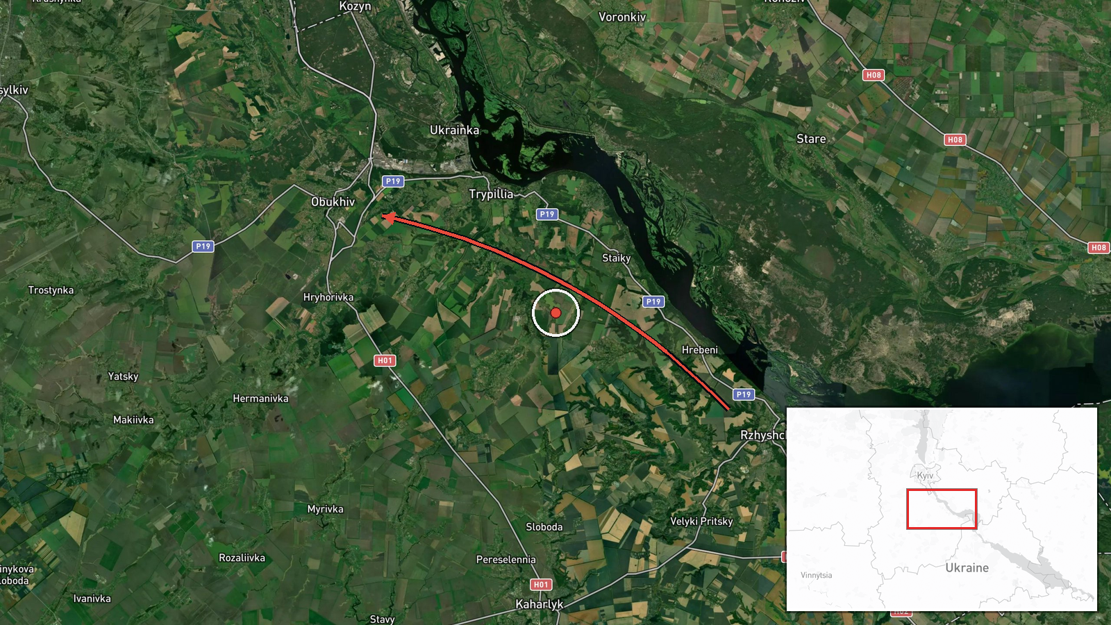 Obukhiv, Ukraine — Drone Transit location map