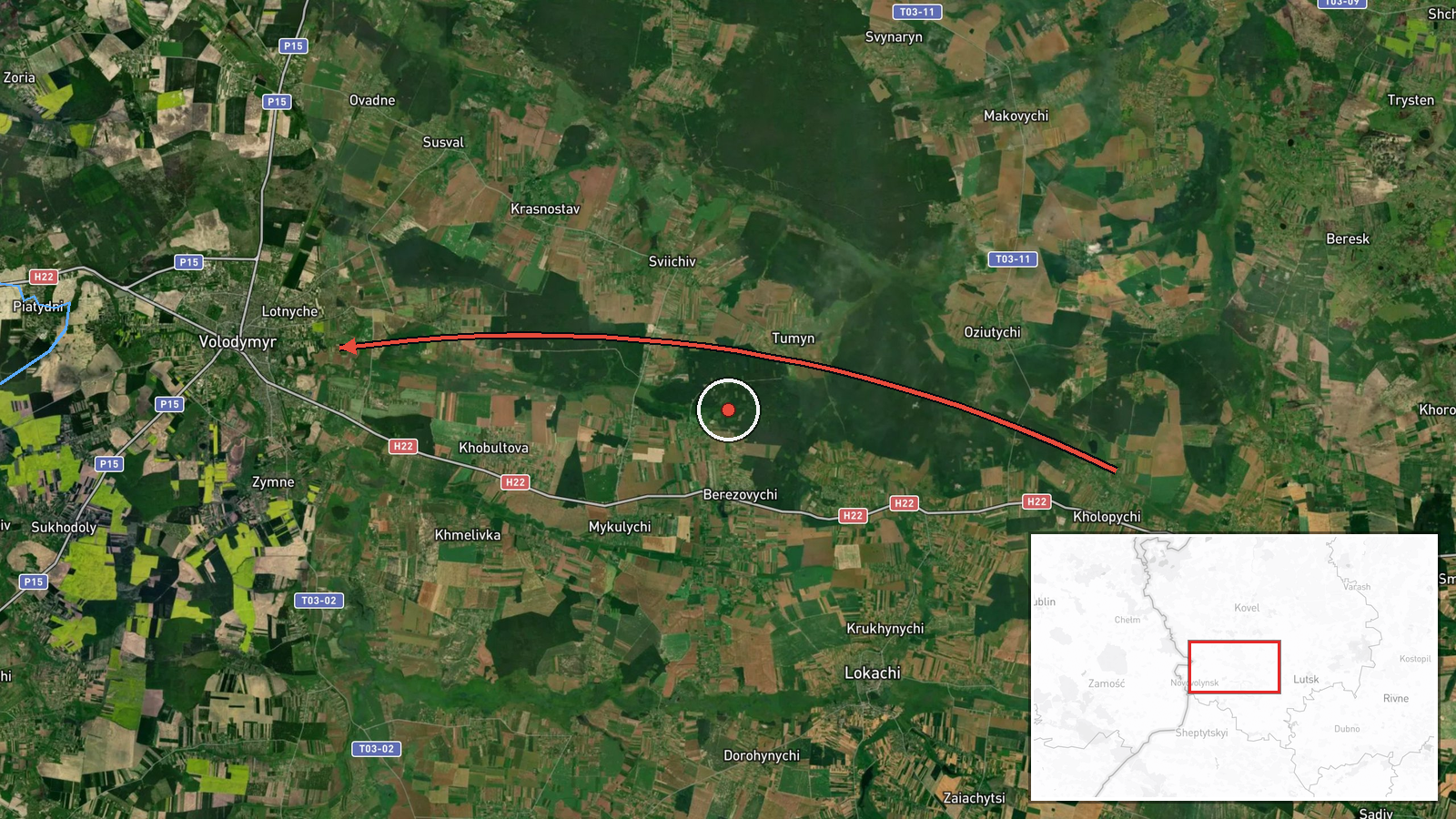 Volodymyr-Volynskyi, Ukraine — Drone Transit location map