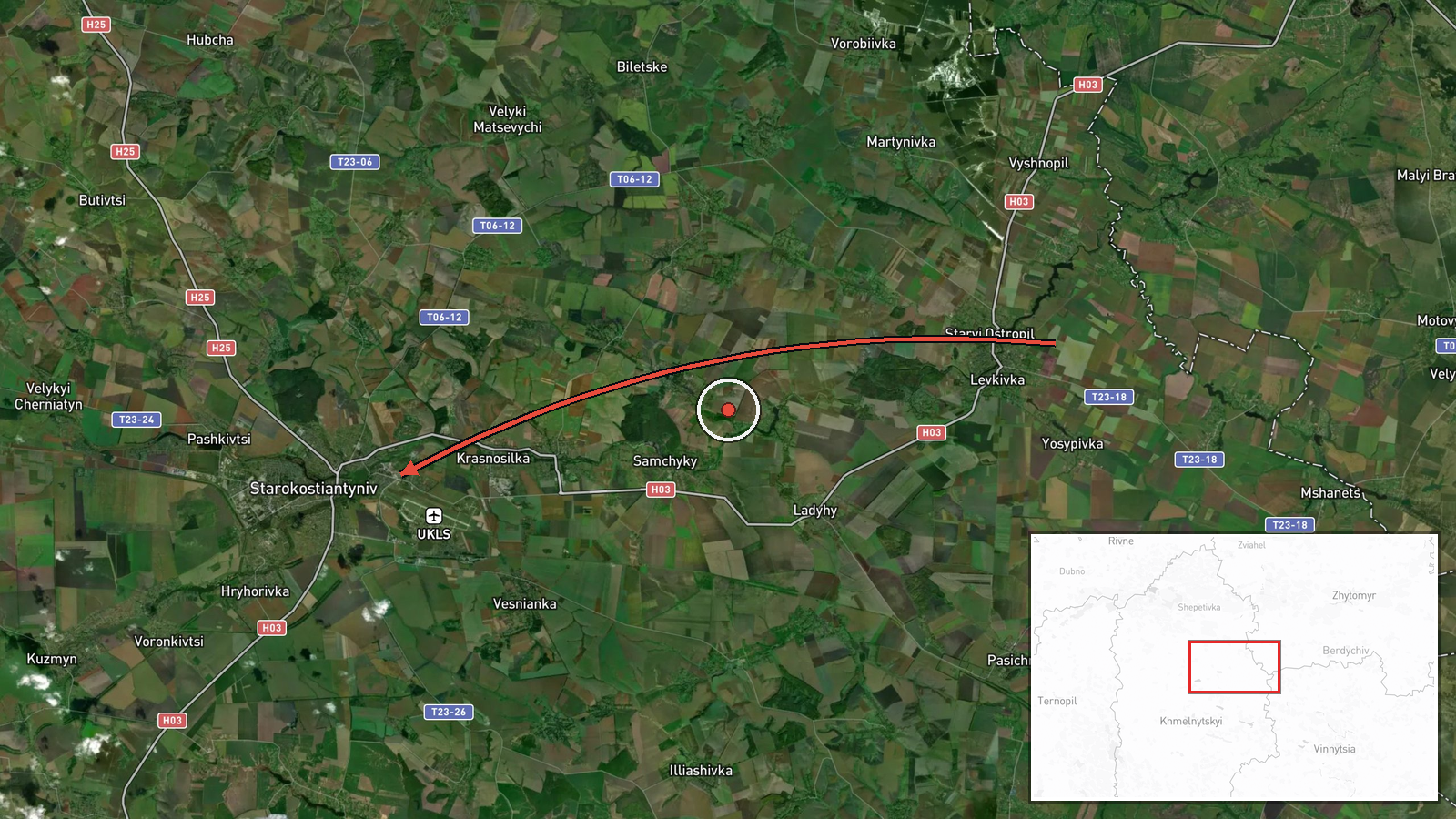 Starokostyantyniv, Ukraine — Drone Transit location map