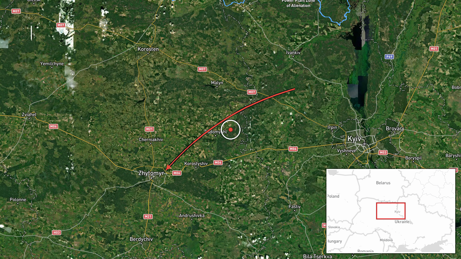Zhytomyr Oblast, Ukraine — Drone Transit location map