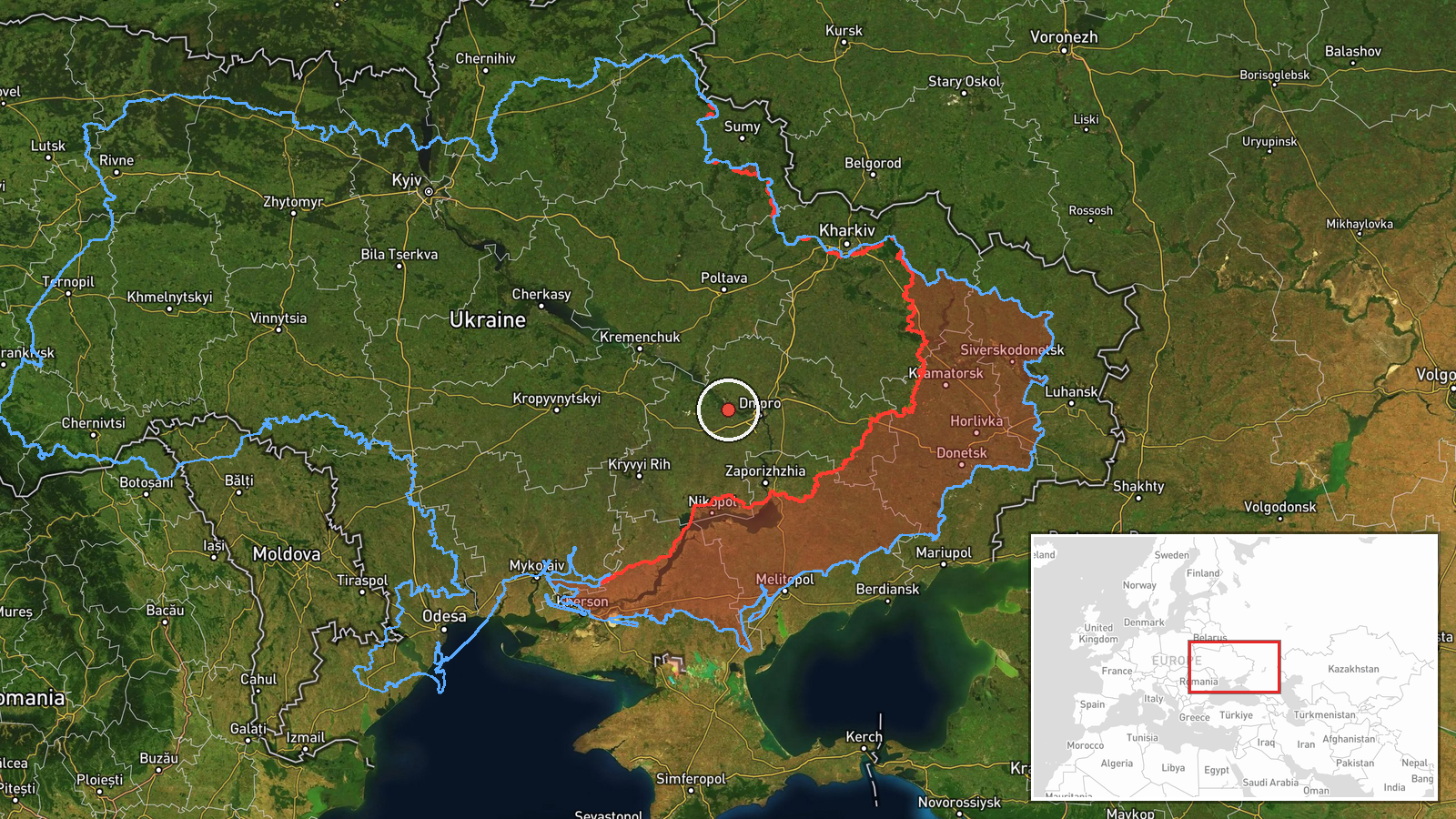 Kamianske, Dnipropetrovsk Oblast, Ukraine — Drone Transit location map