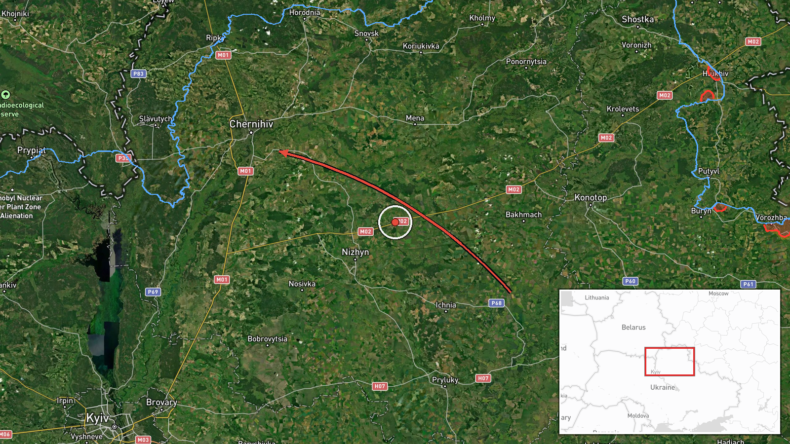 Chernihiv Oblast, Ukraine — Drone Transit location map