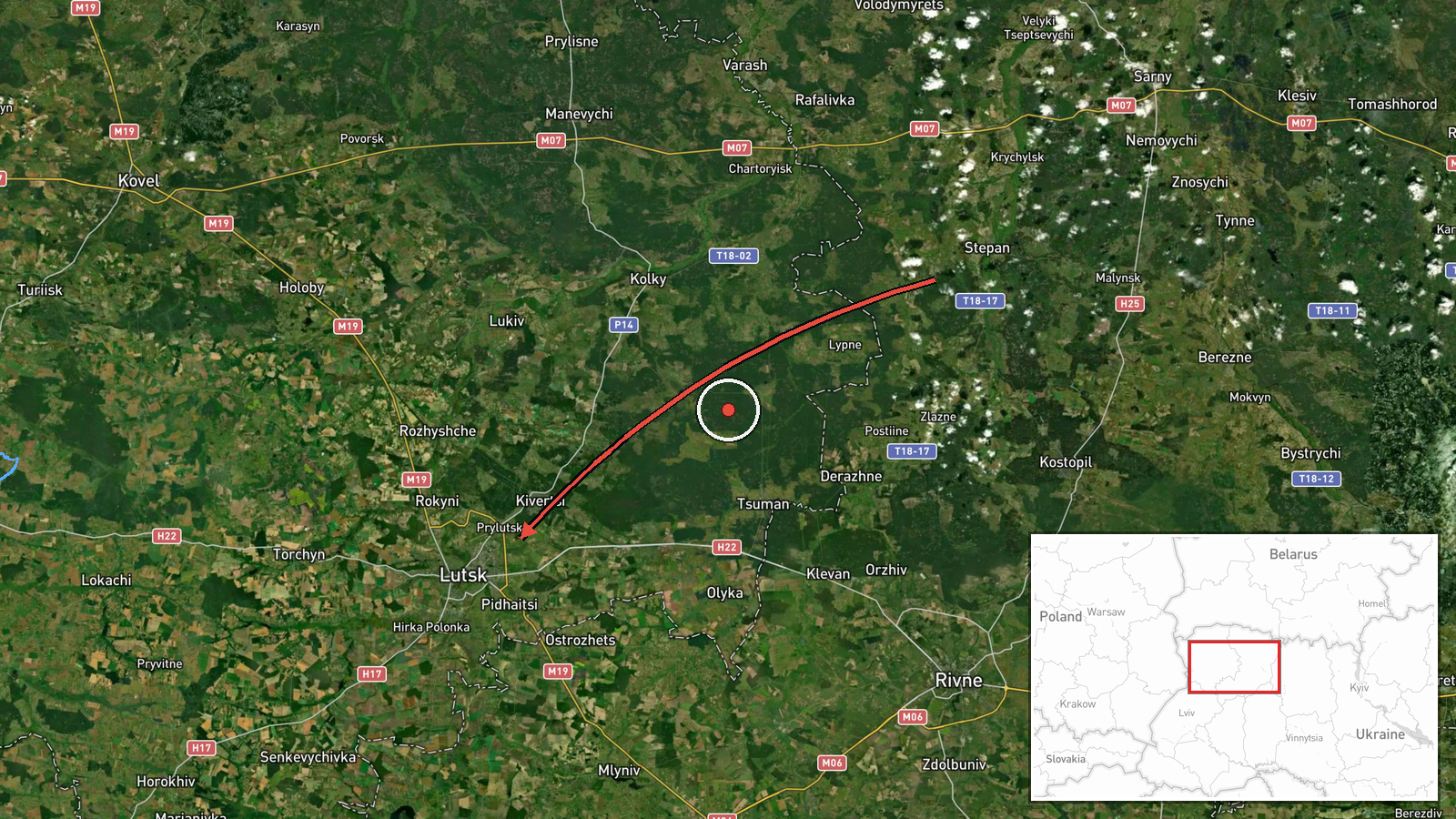 Volyn Oblast, Ukraine — Drone Transit location map