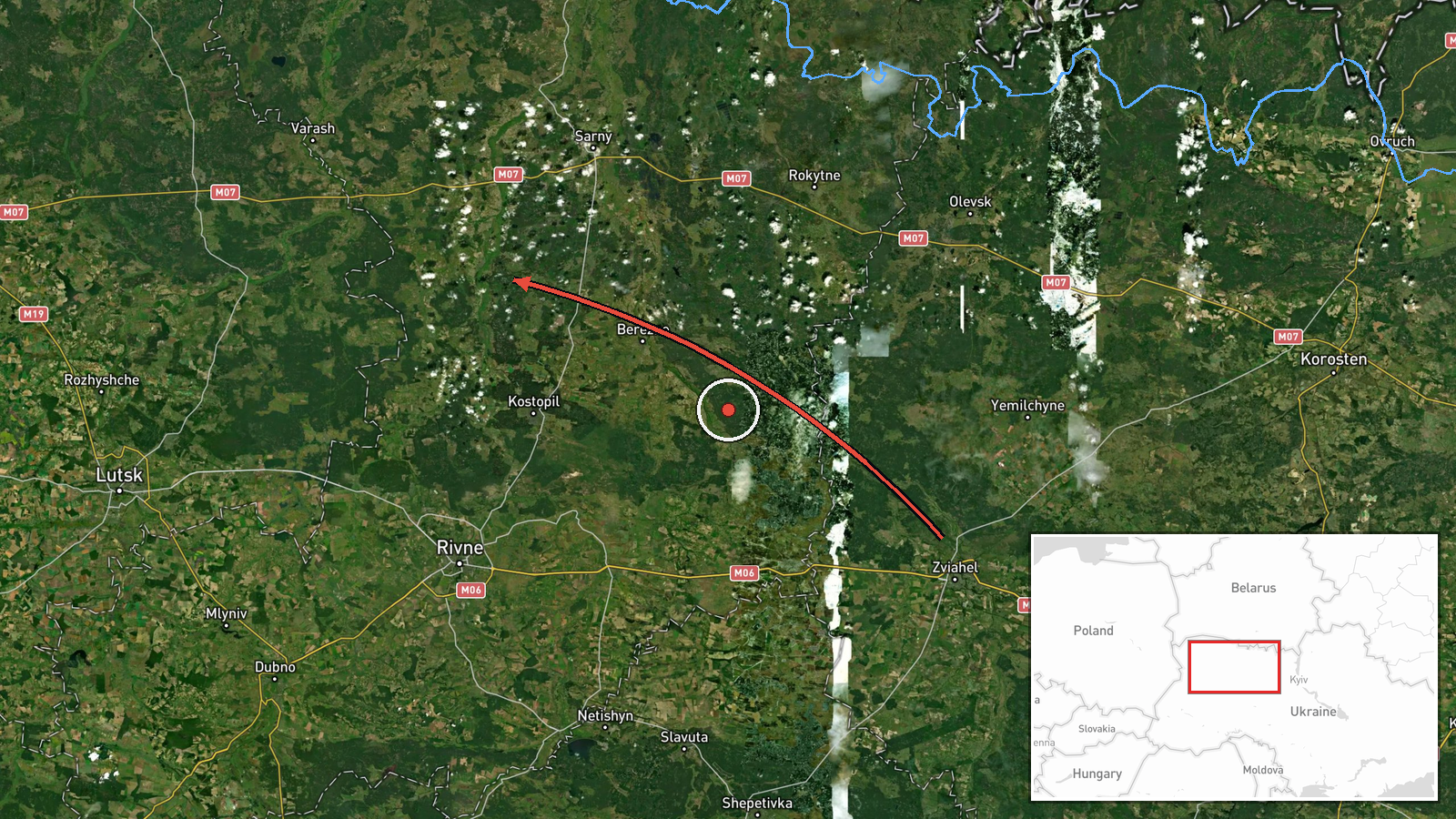 northern Rivne Oblast, Ukraine — Drone Transit location map