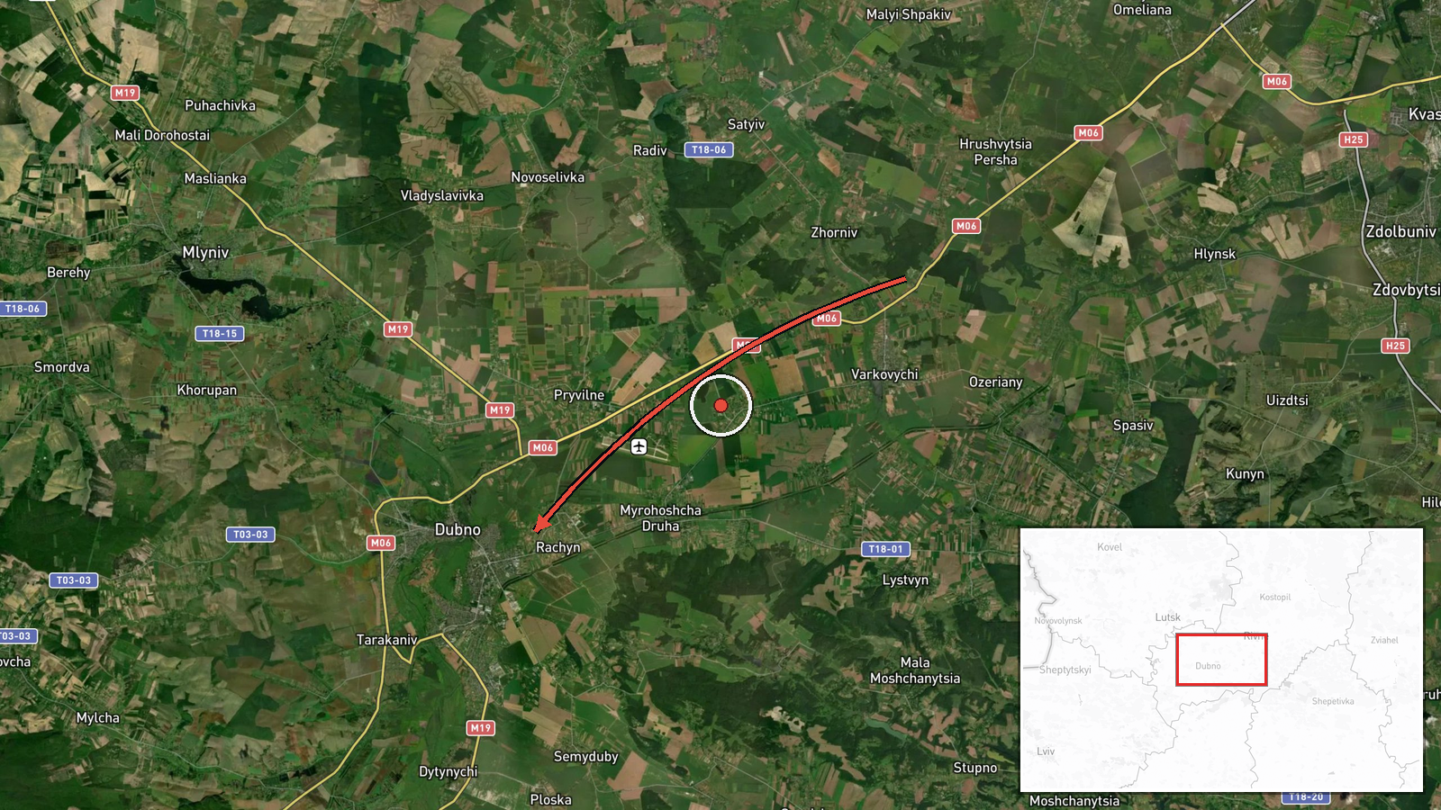 Dubno, Ukraine — Drone Transit location map