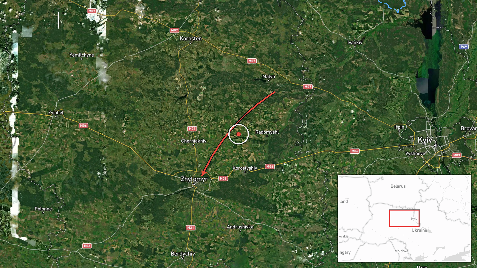 Zhytomyr Oblast, Ukraine — Drone Transit location map