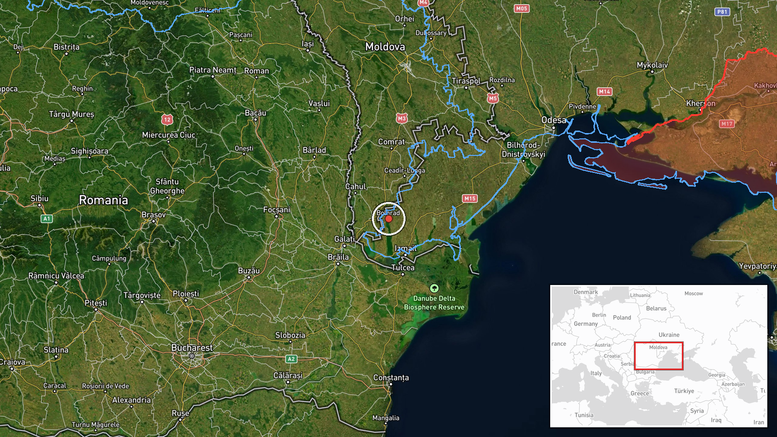 Bolhrad district, Ukraine — Drone Transit location map