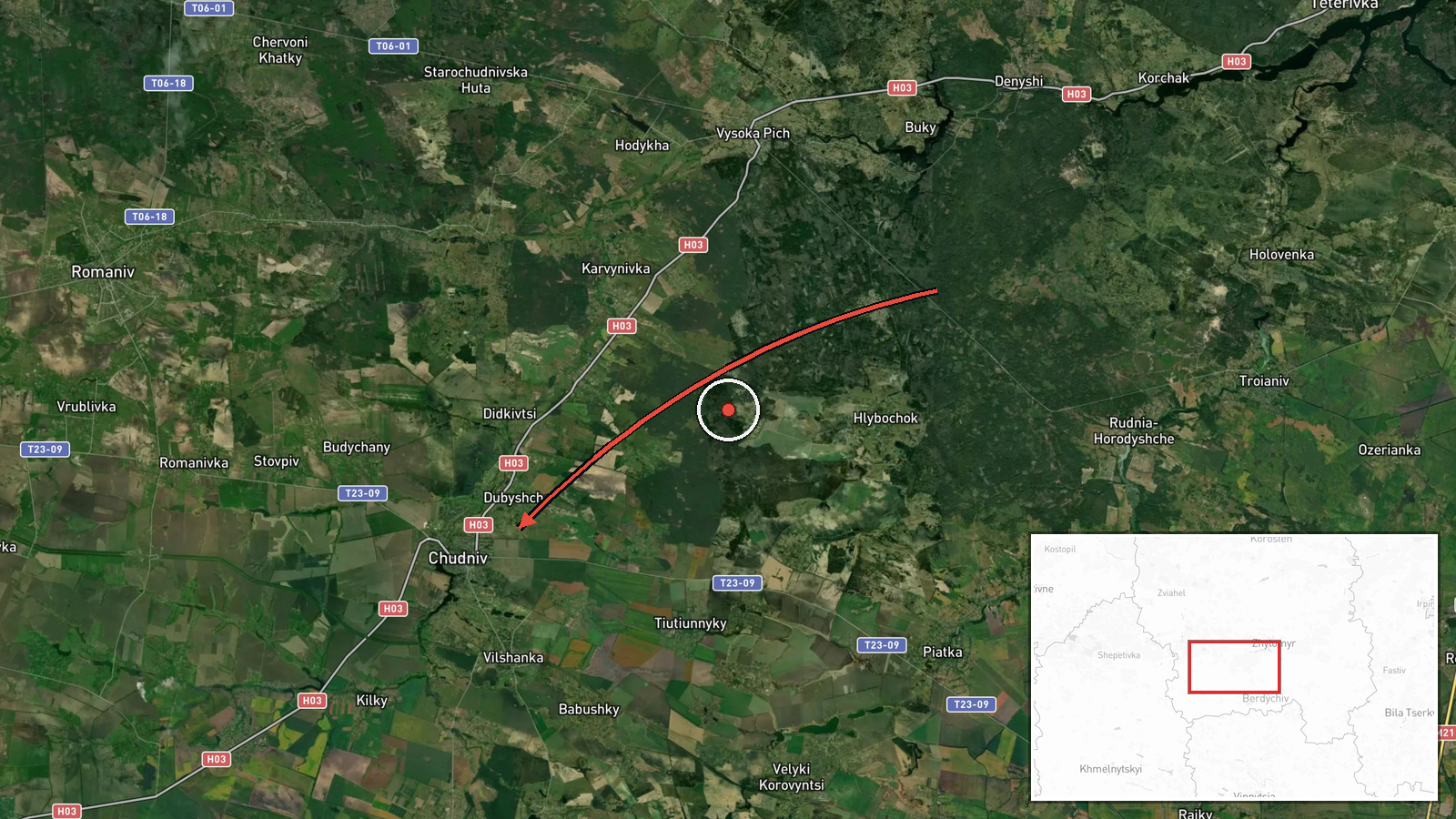 Chudniv, Ukraine — Drone Transit location map