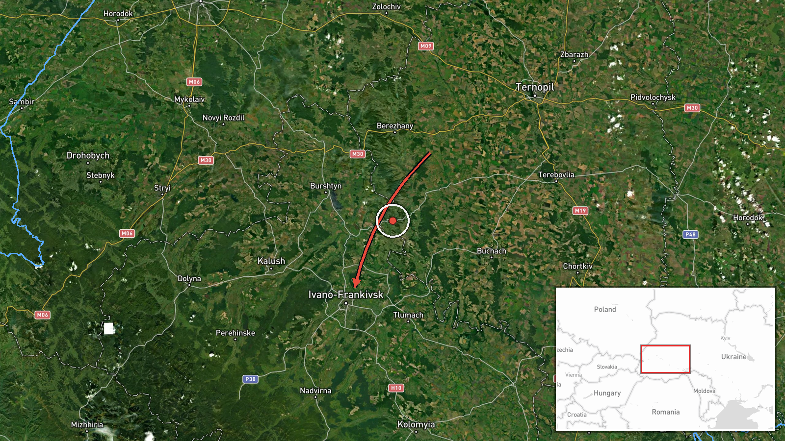 Ivano-Frankivsk Oblast, Ukraine — Drone Transit location map