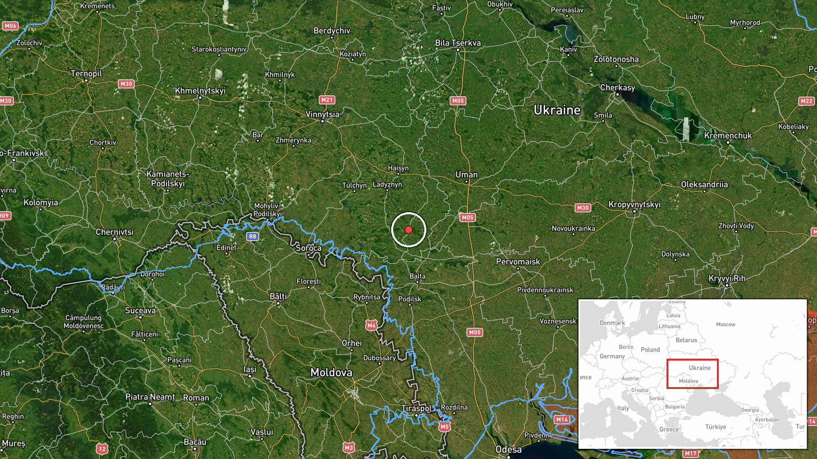 Bershad, Ukraine — Drone Transit location map
