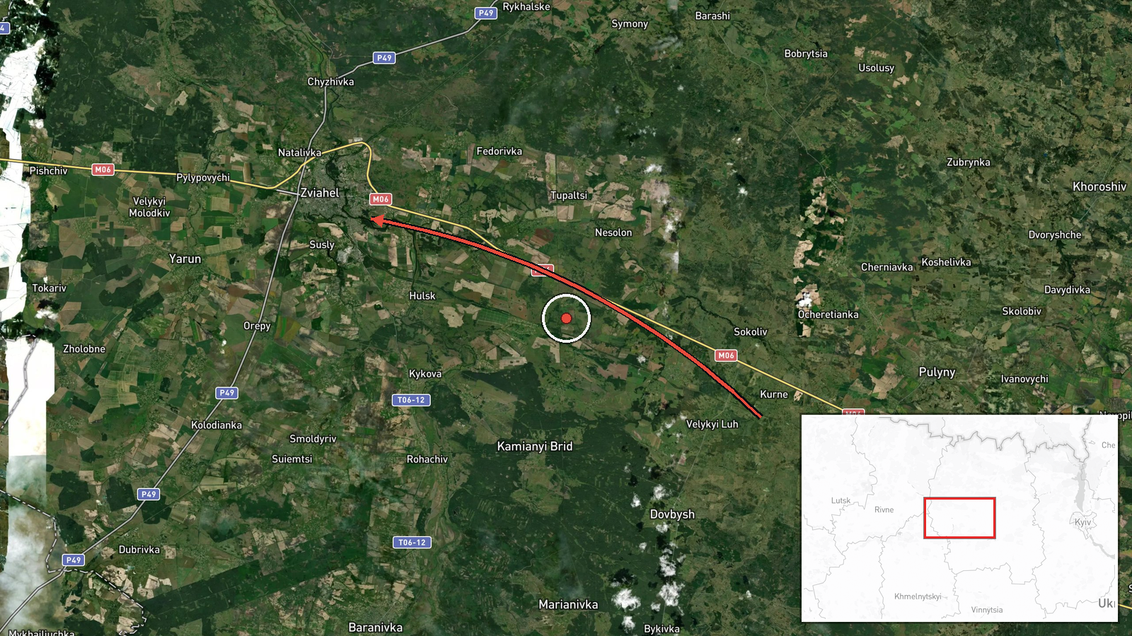 Zvyahel, Ukraine — Drone Transit location map