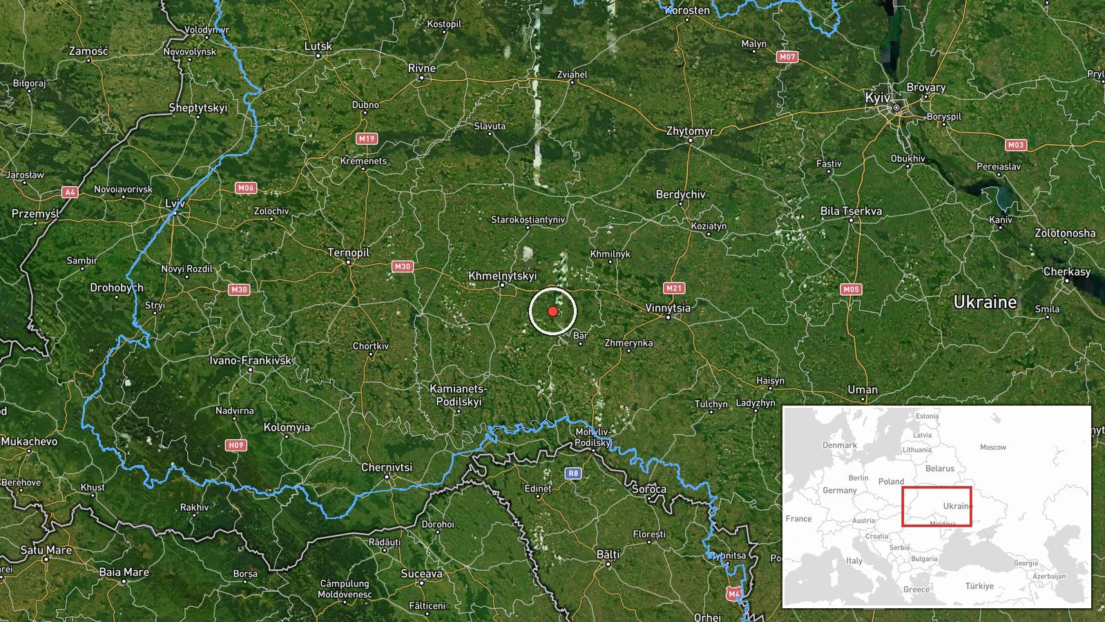 Derazhnya, Ukraine — Drone Transit location map