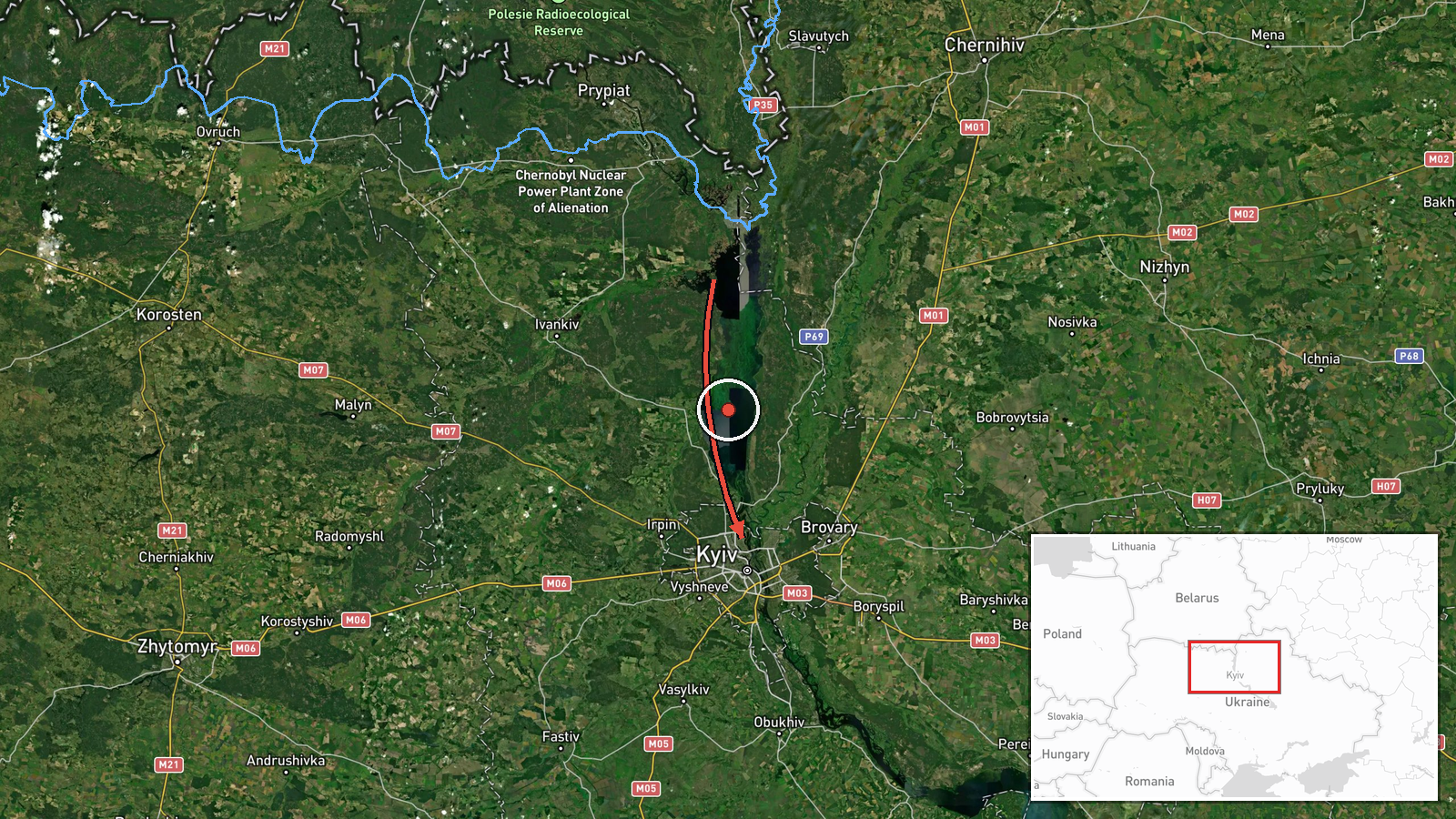 Kyiv Oblast, Ukraine — Drone Transit location map