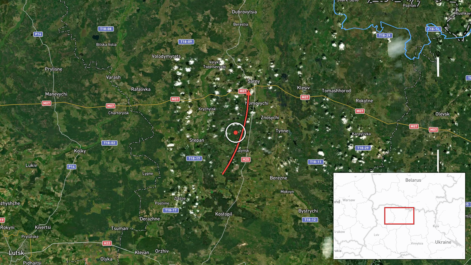 Sarny, Ukraine — Drone Transit location map