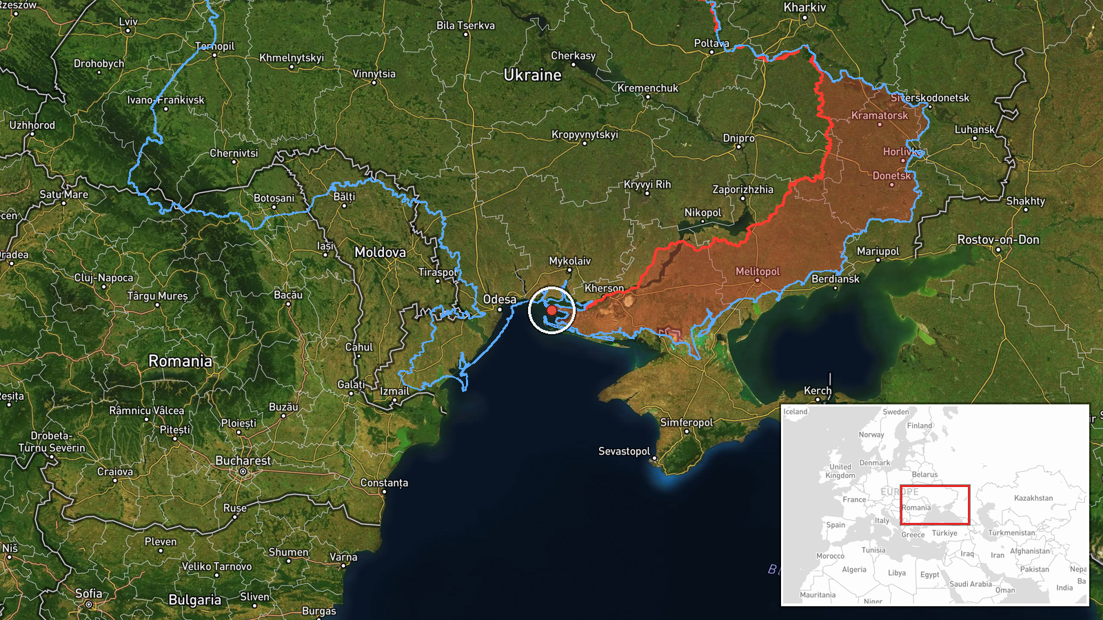 eastern Odesa Oblast, Ukraine — Drone Transit location map