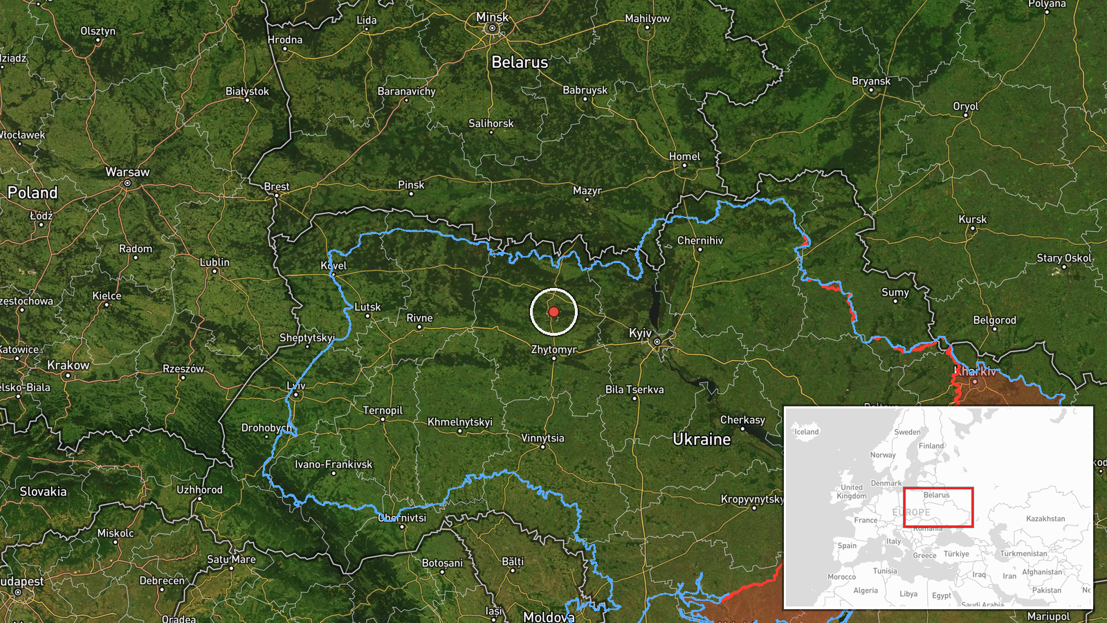 northern Zhytomyr Oblast, Ukraine — Drone Transit location map