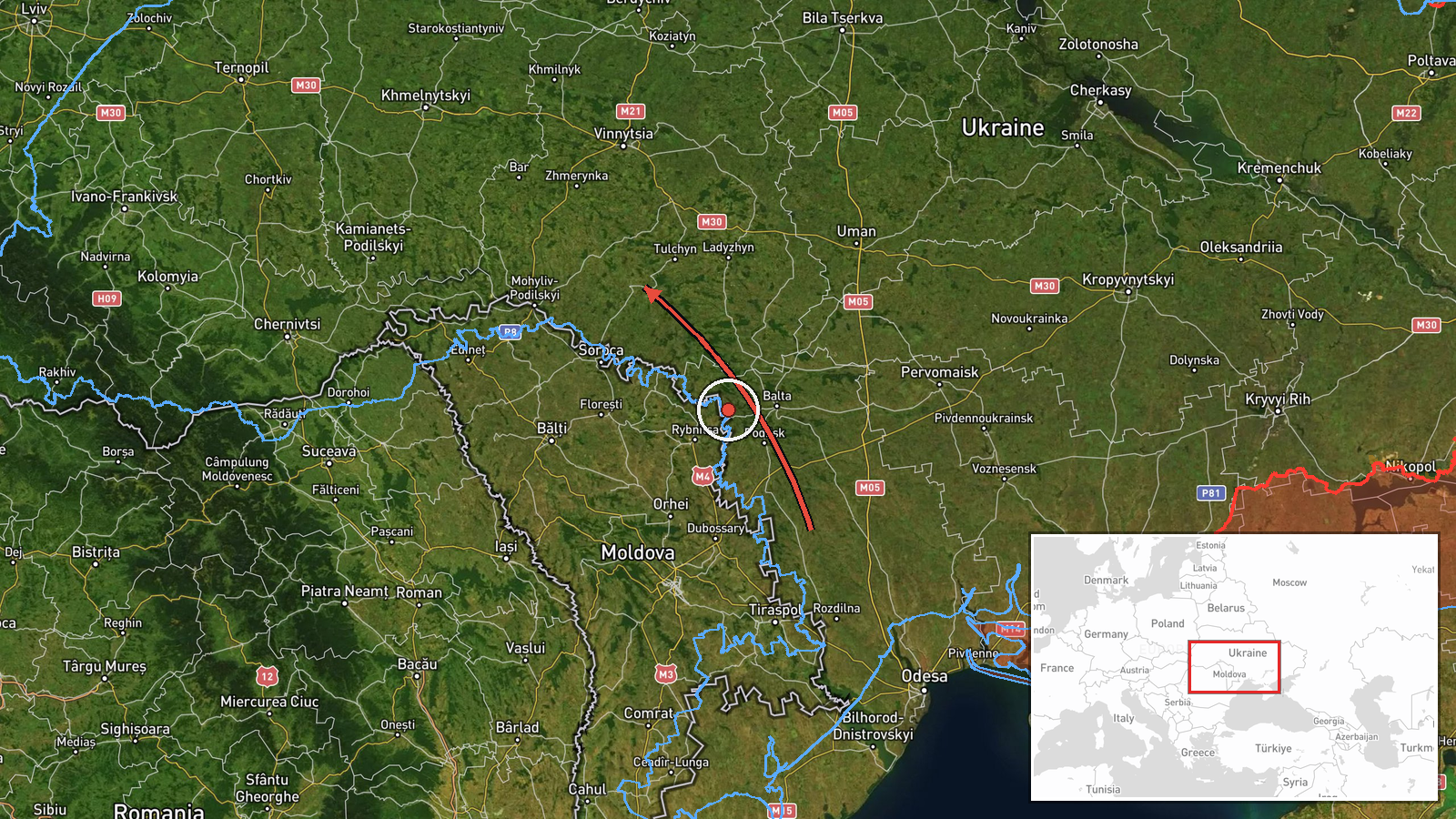 southern Vinnytsia Oblast, Ukraine — Drone Transit location map