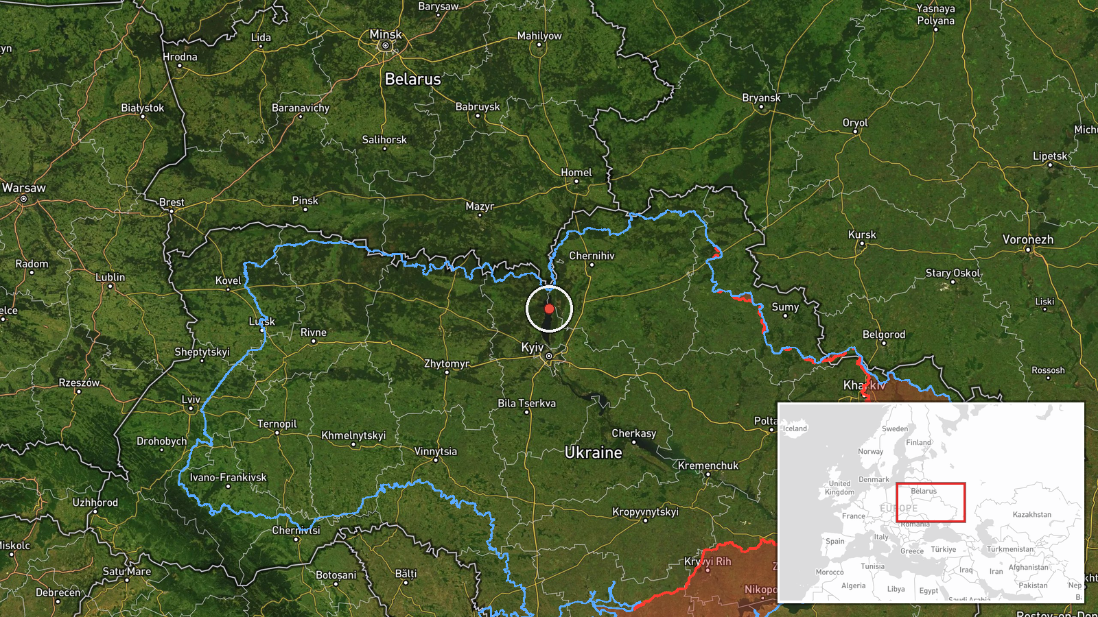 northern Kyiv Oblast, Ukraine — Drone Transit location map