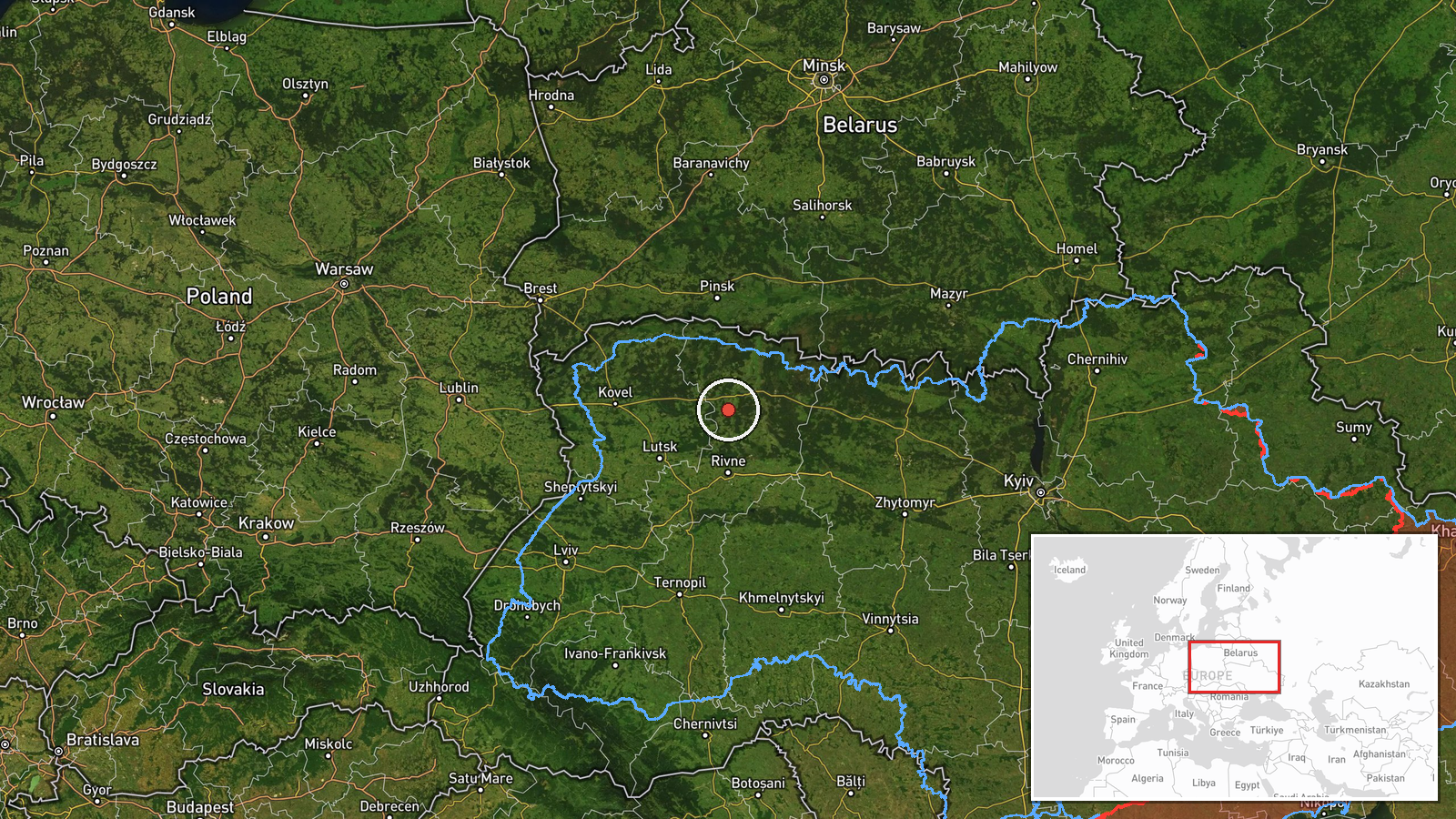 northern Rivne Oblast, Ukraine — Drone Transit location map