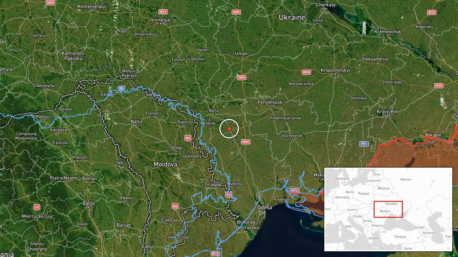 Ananyiv, Ukraine — Drone Transit location map