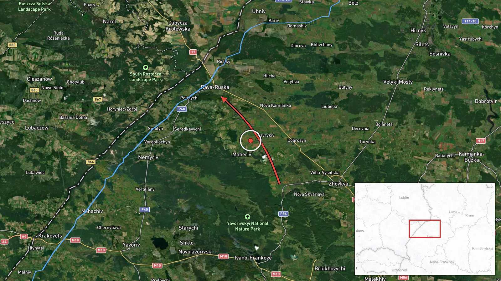 Rava-Ruska, Ukraine — Drone Transit location map