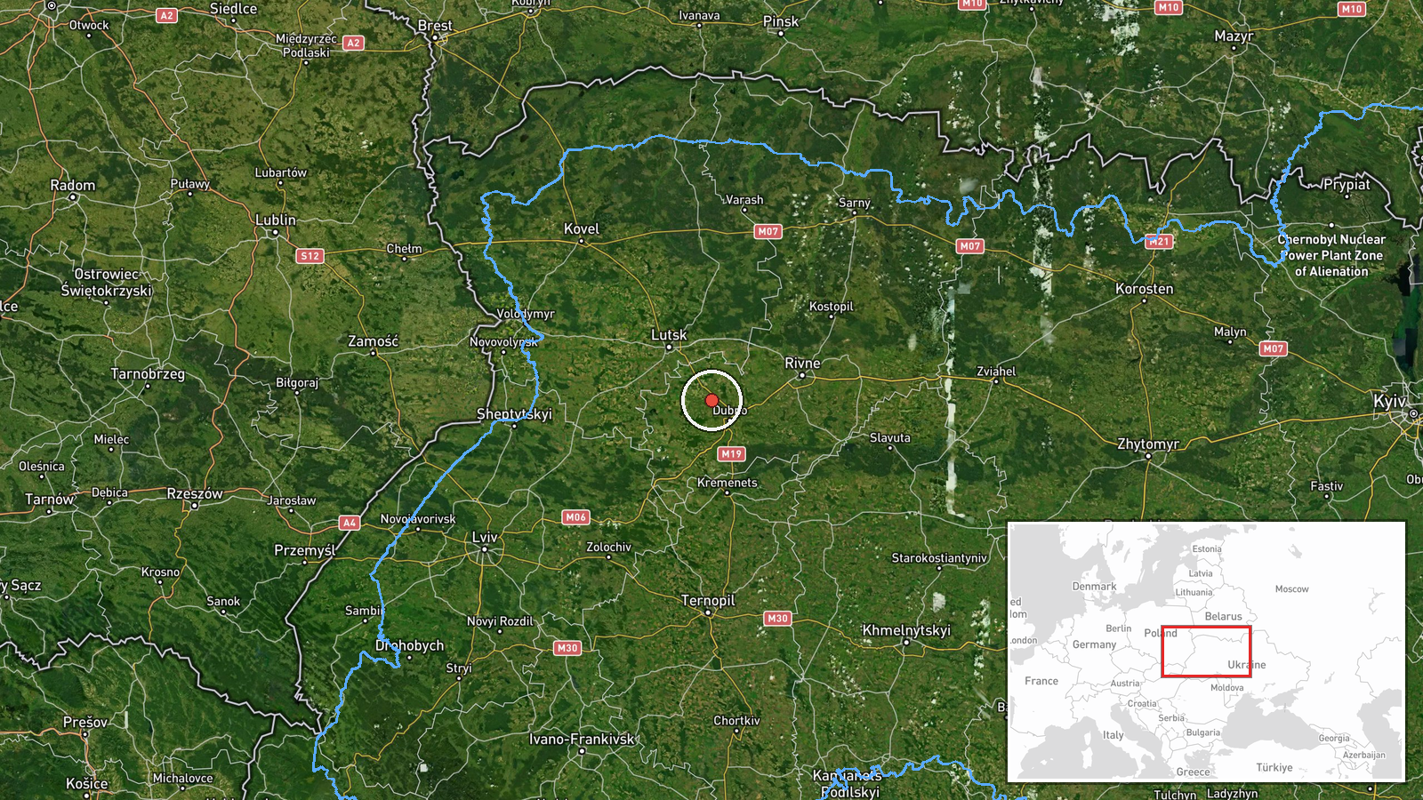 Mlyniv, Ukraine — Drone Transit location map