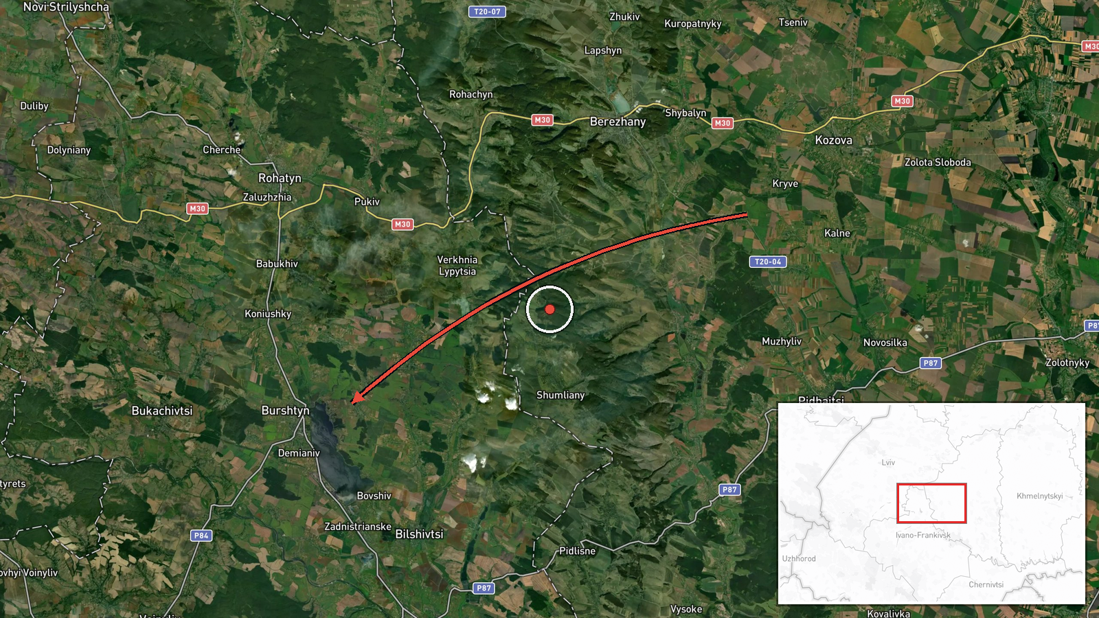 Burshtyn, Ukraine — Drone Transit location map