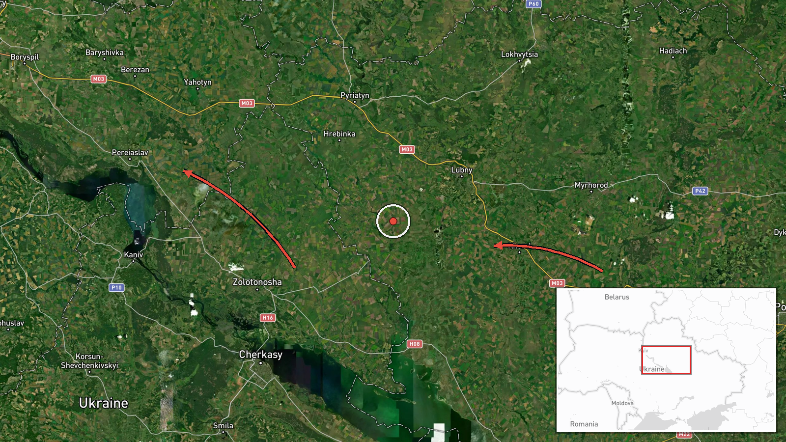 Pereiaslav, Ukraine — Drone Transit location map
