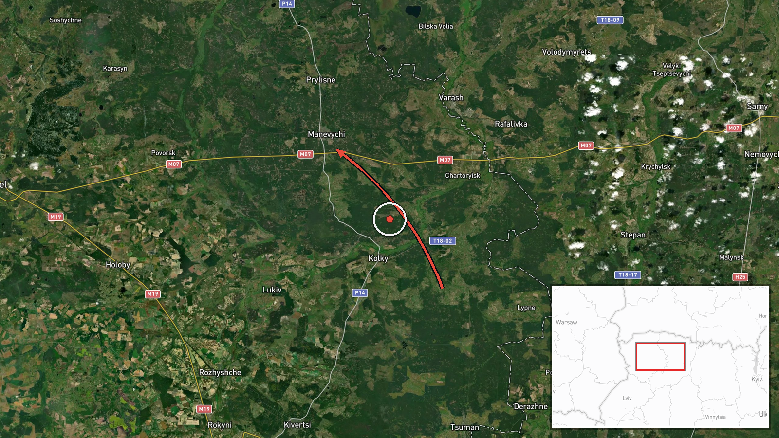 Manevychi, Ukraine — Drone Transit location map