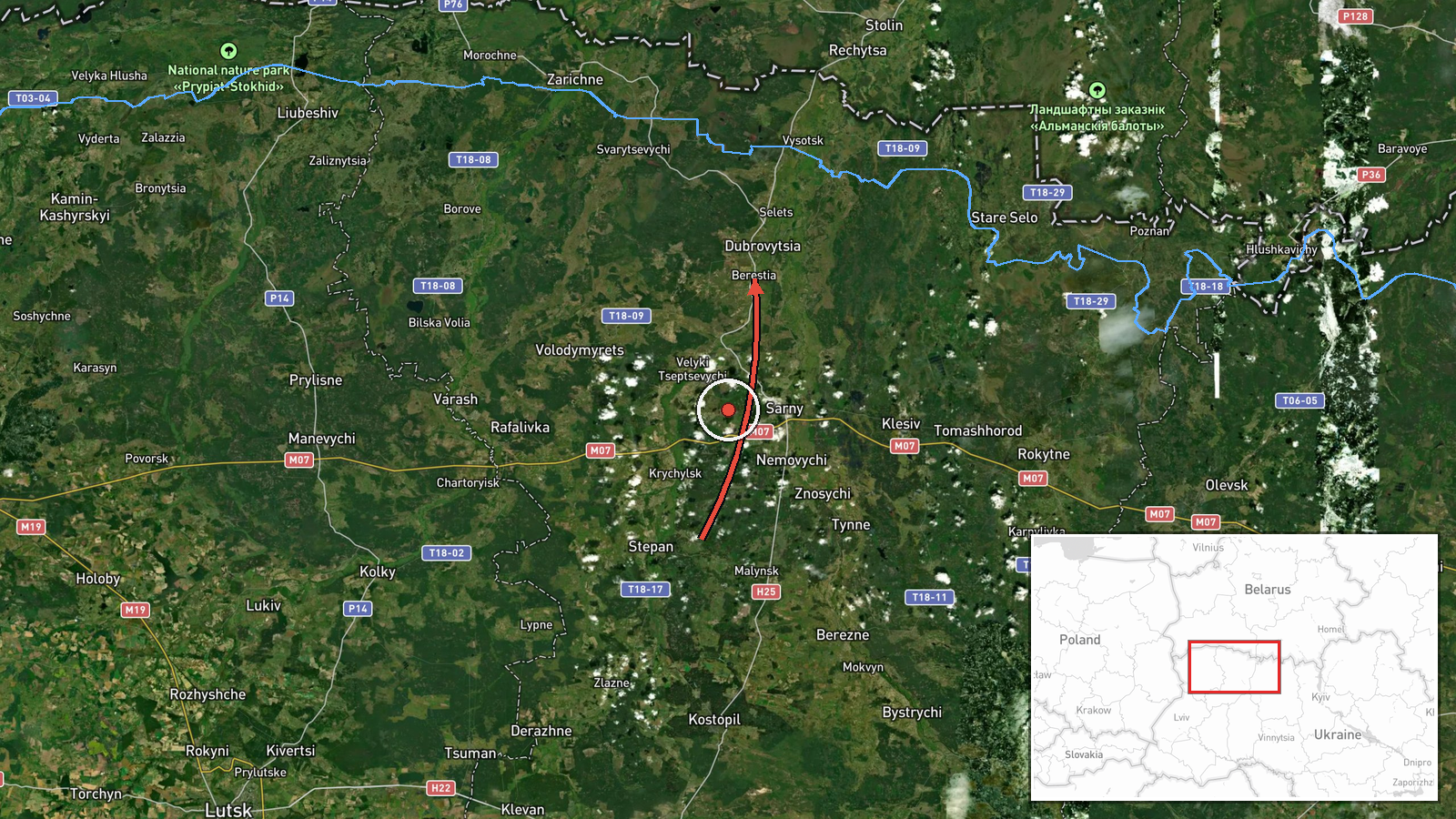 Dubrovytsya, Ukraine — Drone Transit location map