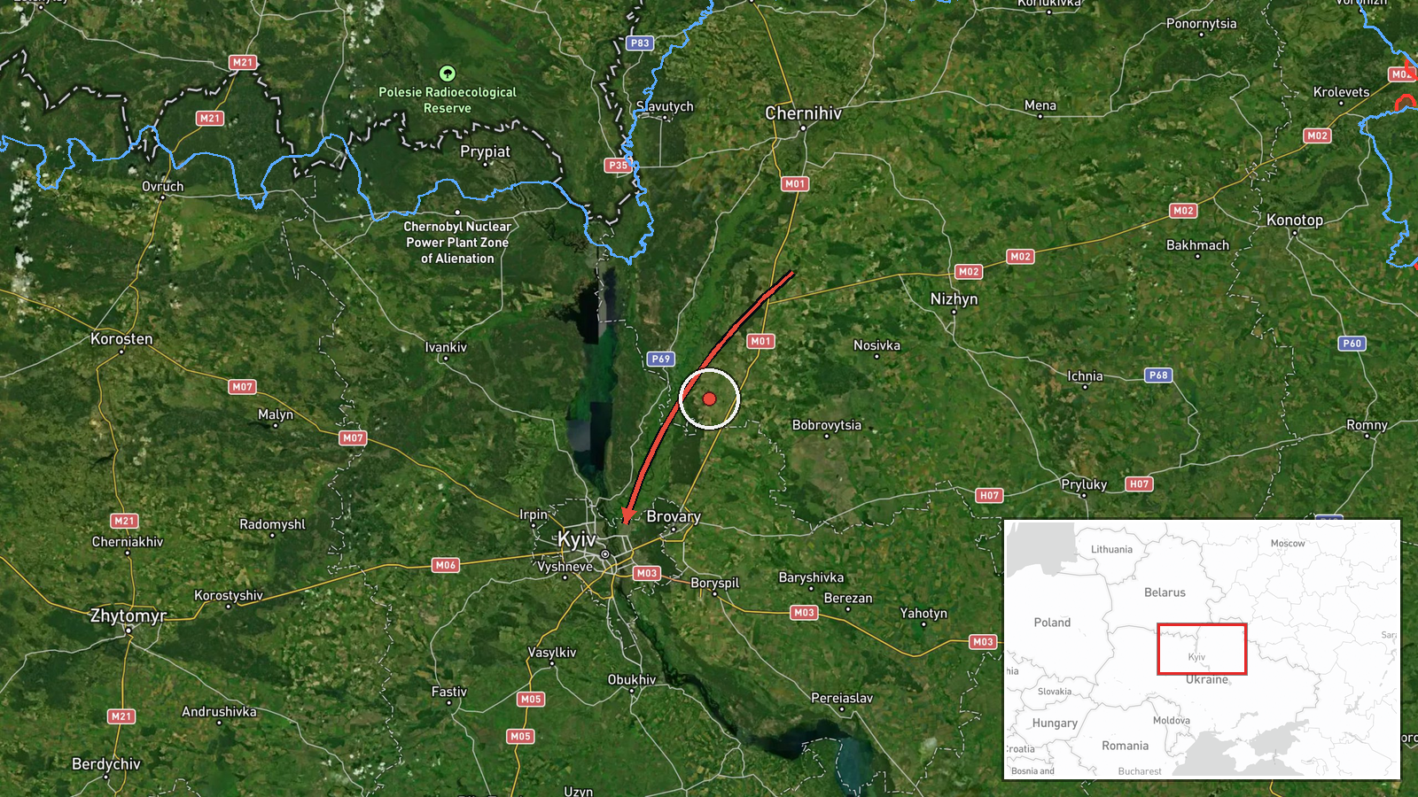 Kyiv Oblast, Ukraine — Drone Transit location map