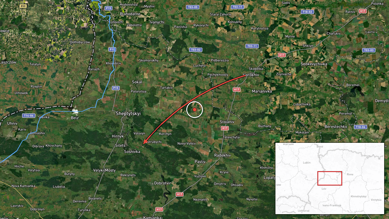 Sosnivka, Ukraine — Drone Transit location map