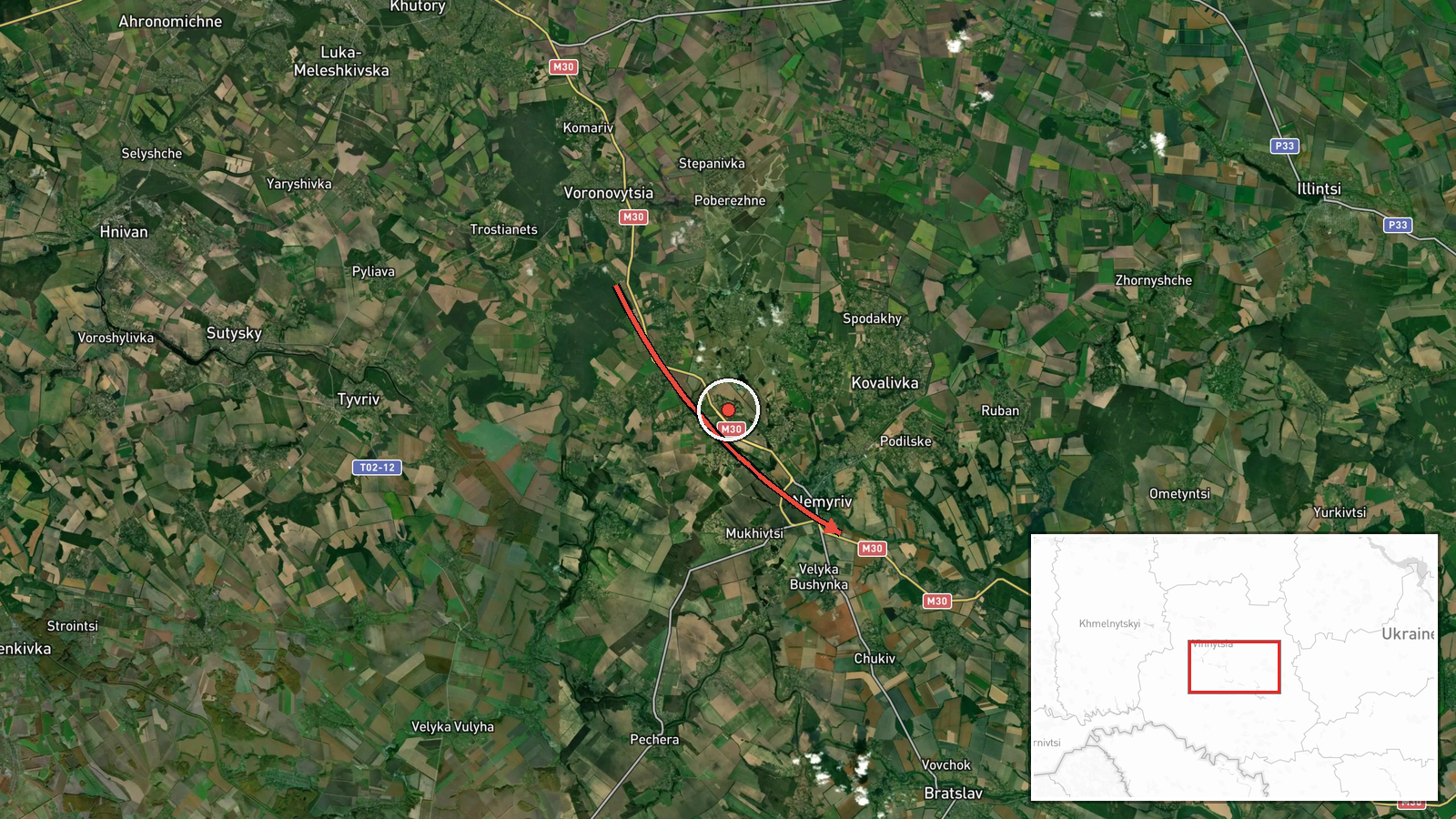 Berezivka, Ukraine — Drone Transit location map