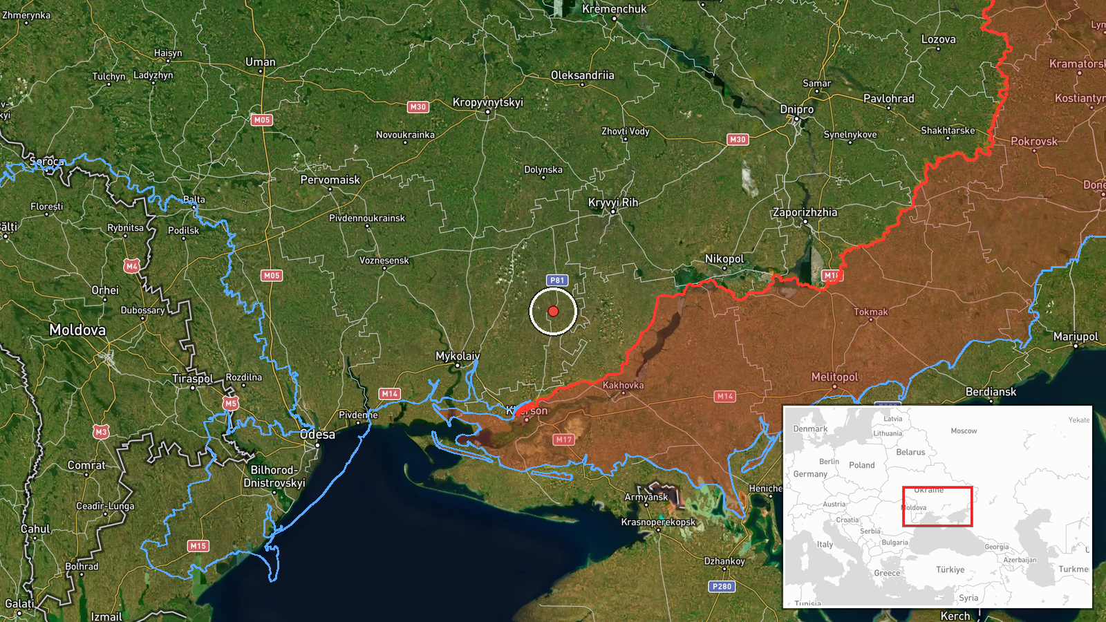 Bereznehuvate, Ukraine — Drone Transit location map